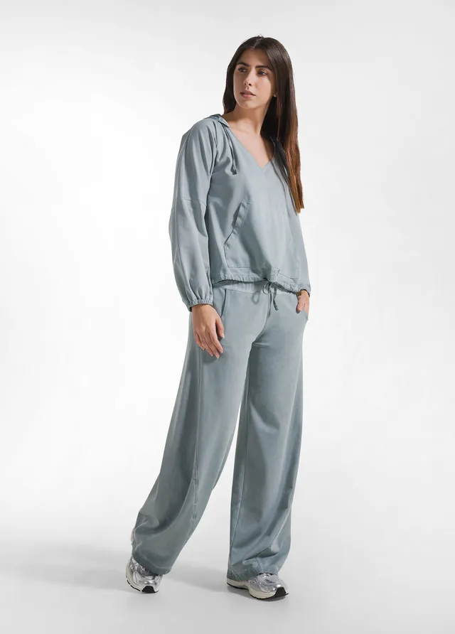 deha-tuta-felpa-e-pantalone-vita-bassa-dettagli-satinati-verde image 1