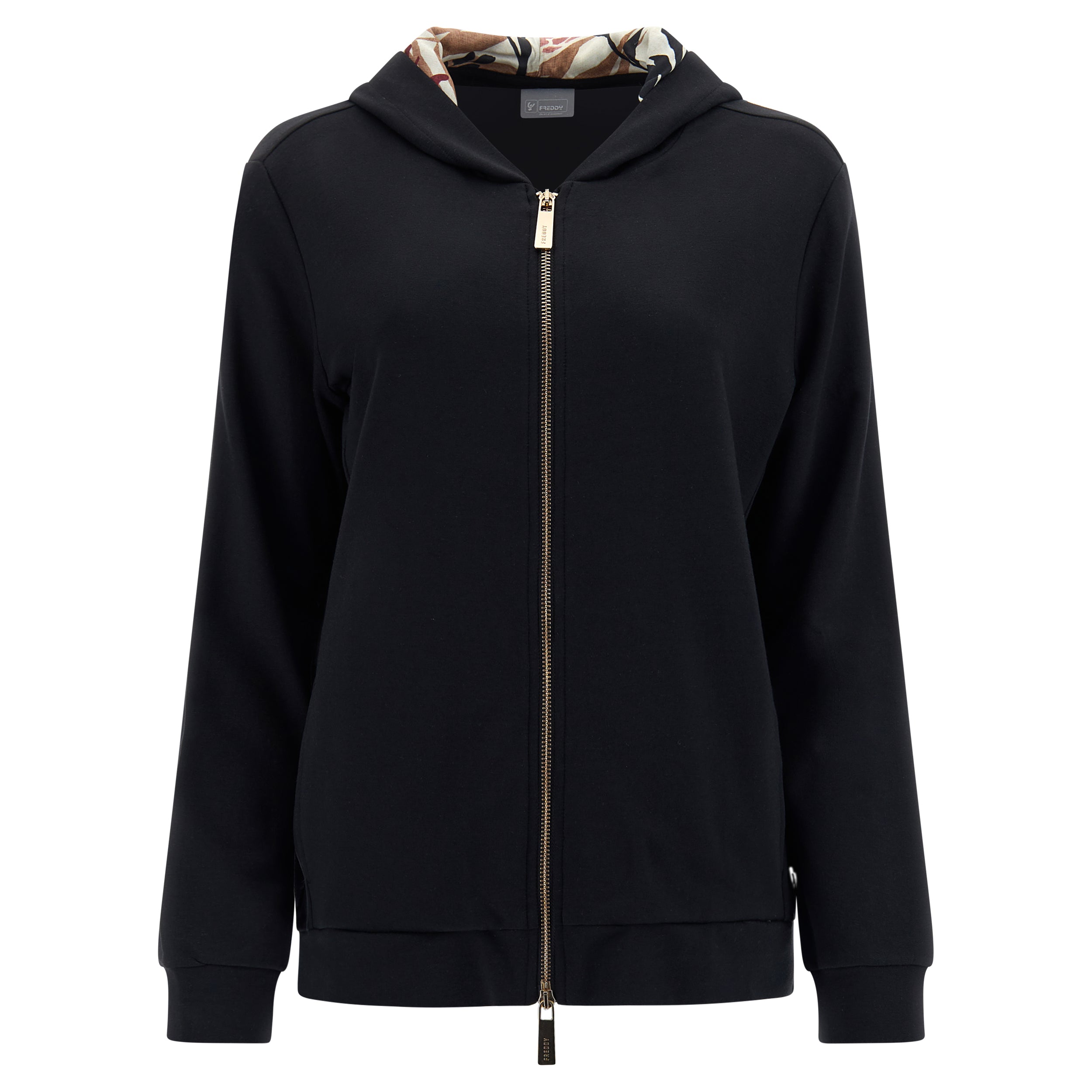 freddy-felpa-comfort-zip-cappuccio-interno-beige-donna image 5