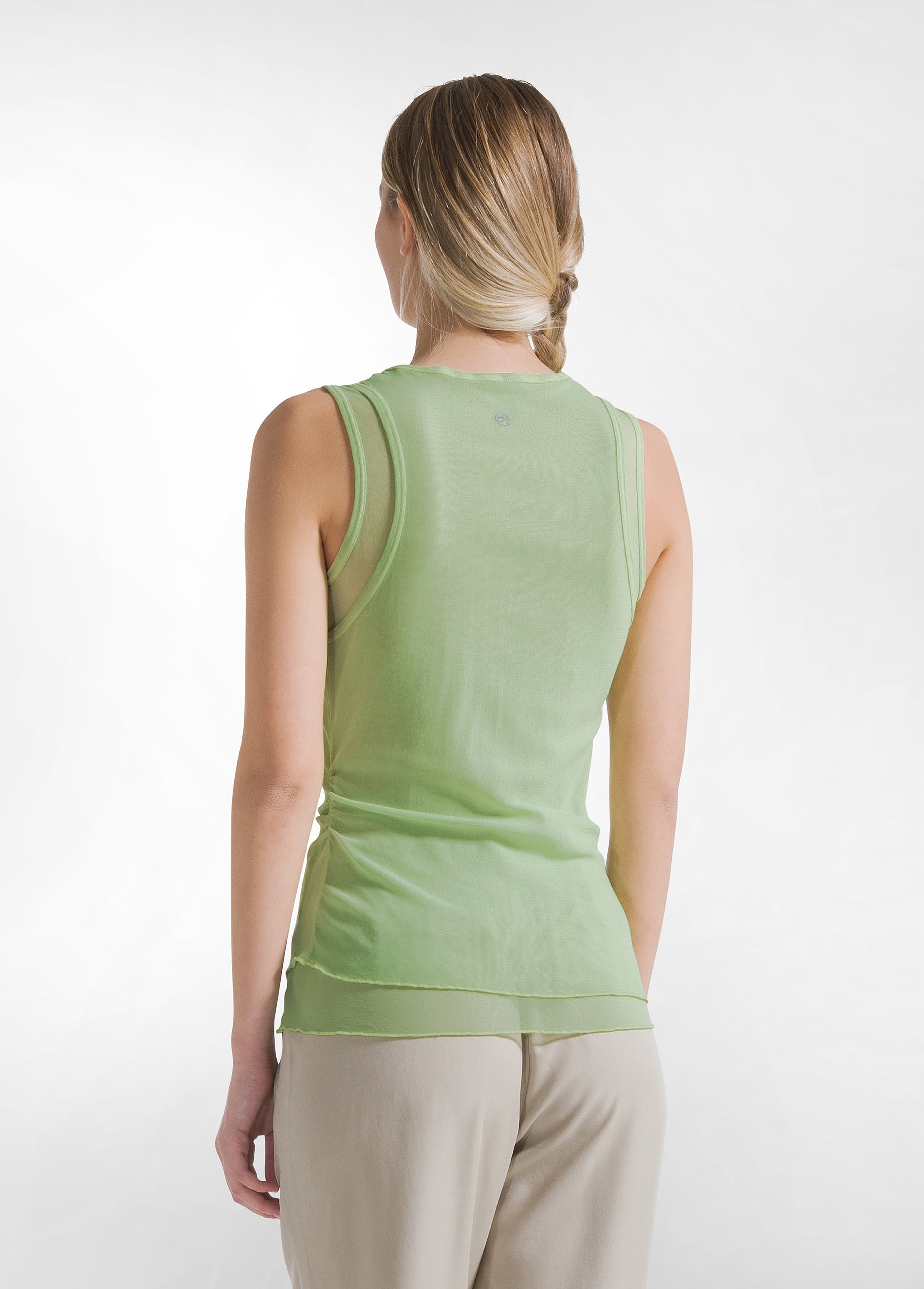 deha-canotta-doppio-strato-in-tulle-verde-canotta-donna-danza-yoga image 2