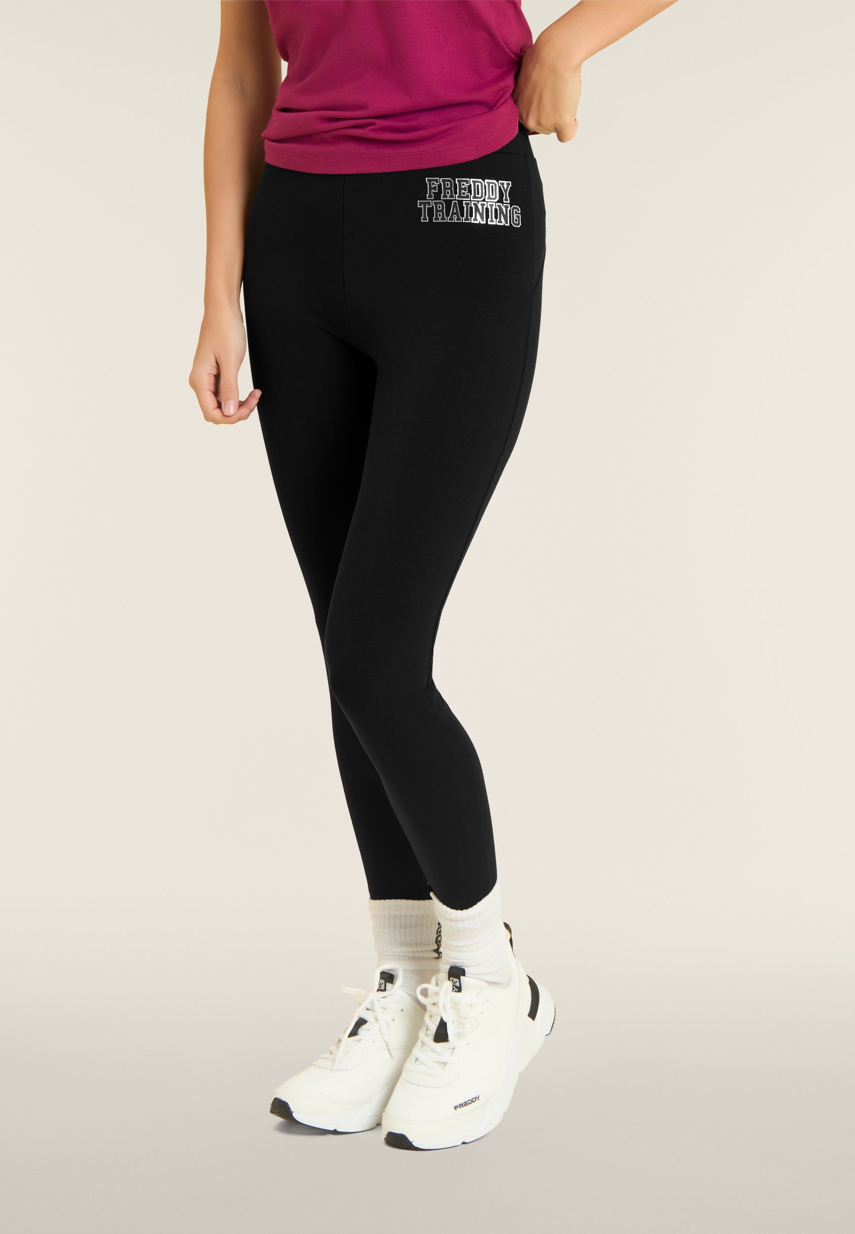 freddy-training-leggings-7-8-vita-alta-con-carr-e-stampa-glitter image 1