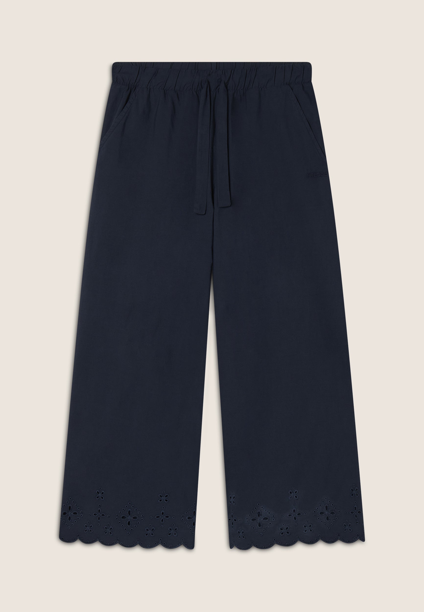 freddy-pantaloni-wide-leg-cotone-navetta-con-ricami-sangallo image 5
