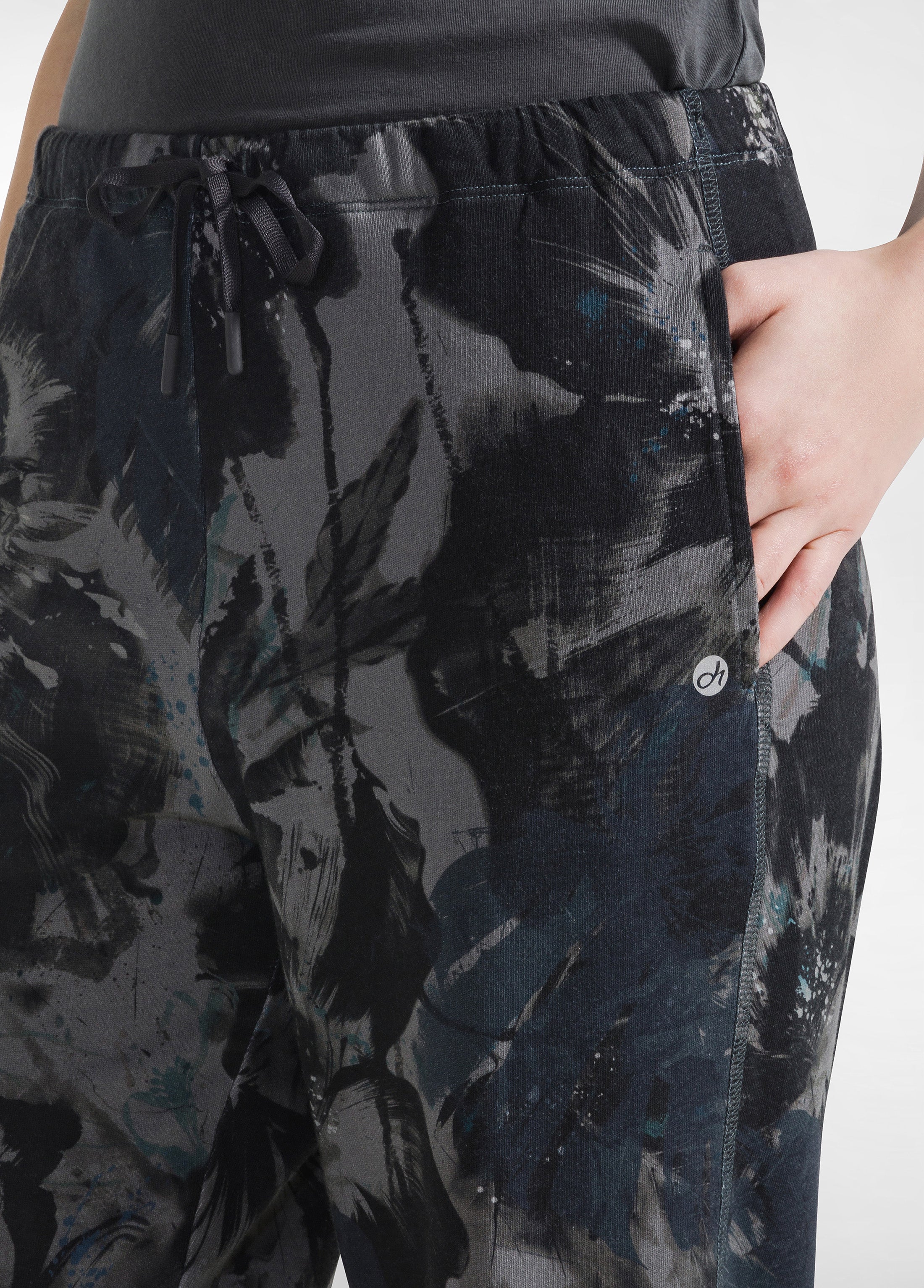 deha-pantalone-in-felpa-stampa-flower-blu-pantaloni-cotone-leisurewear image 4