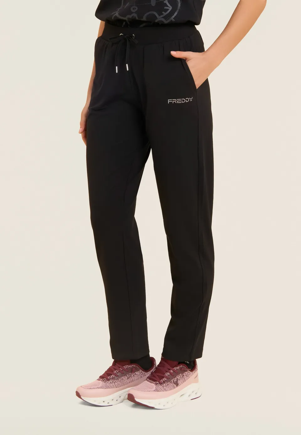 freddy-pantaloni-sportivi-regular-con-logo-freddy-in-perline-rosa-jersey-cotone image 1