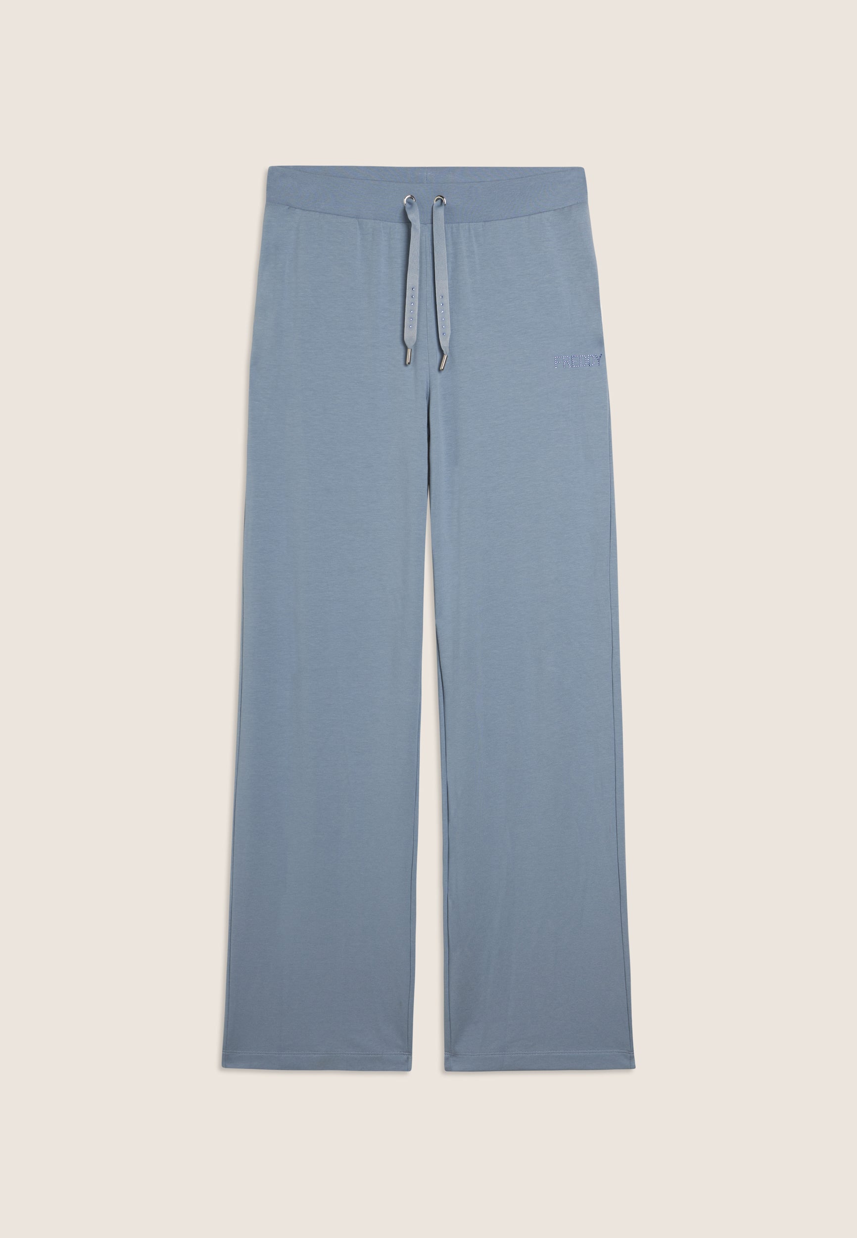 freddy-pantaloni-sportivi-wide-leg-con-strass-in-french-terry image 4
