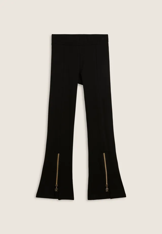 freddy-pantaloni-bambina-flare-cotone-elasticizzato-con-zip-dorate image 1
