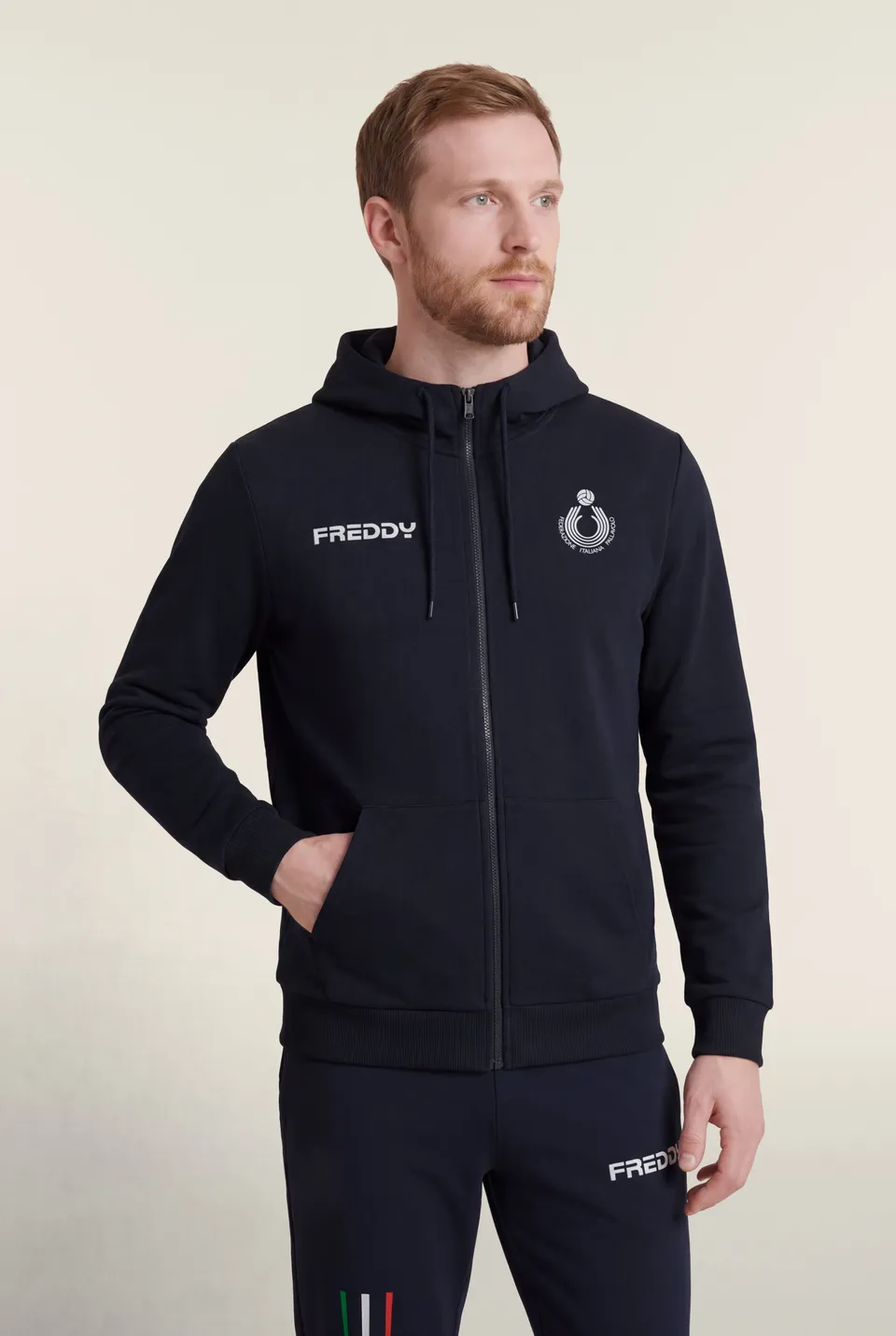 freddy-felpa-uomo-fipav-beach-volley-zip-cappuccio-cotone image 1