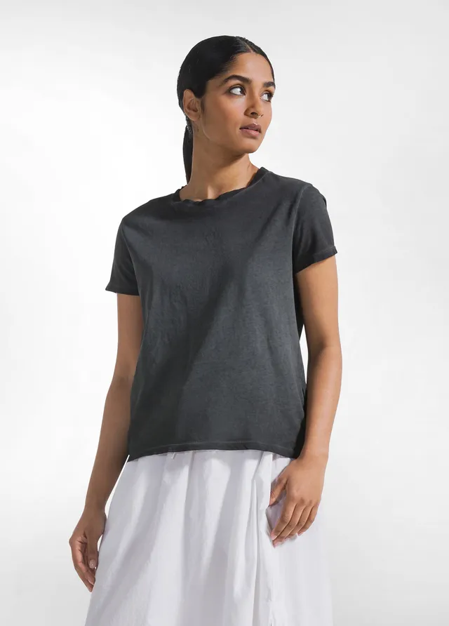 deha-t-shirt-effetto-sfumato-in-cotone-organico-nero-d42780 image 1