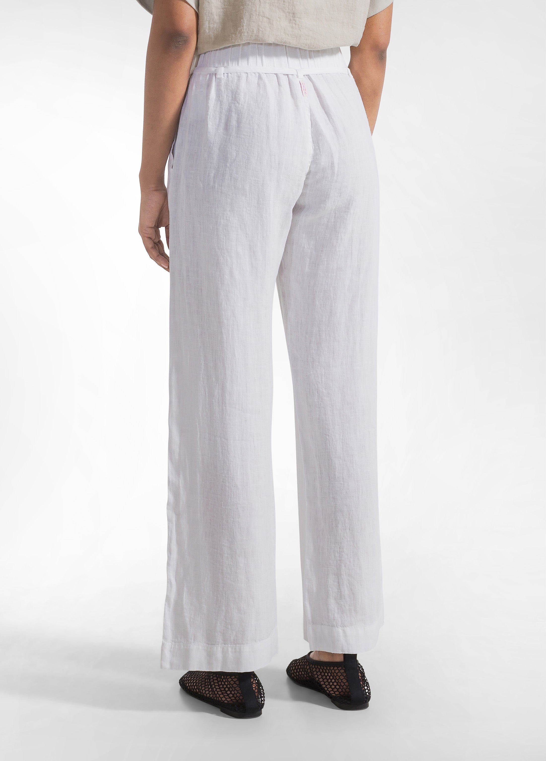 deha-pantaloni-dritti-in-lino-effetto-sfumato-bianco image 3