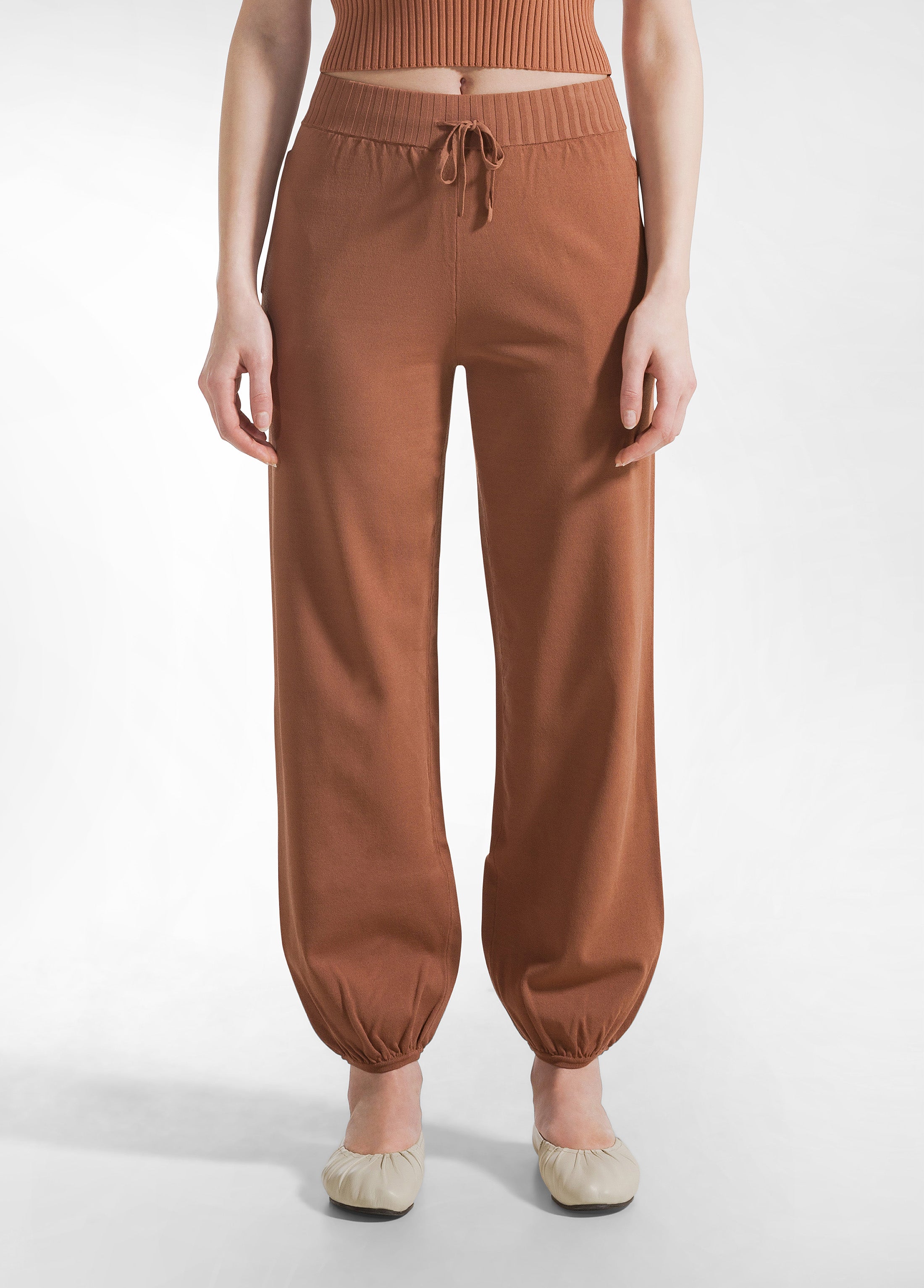 deha-pantalone-jogger-a-maglia-di-rayon-marrone-pantaloni-comfort-donna image 2