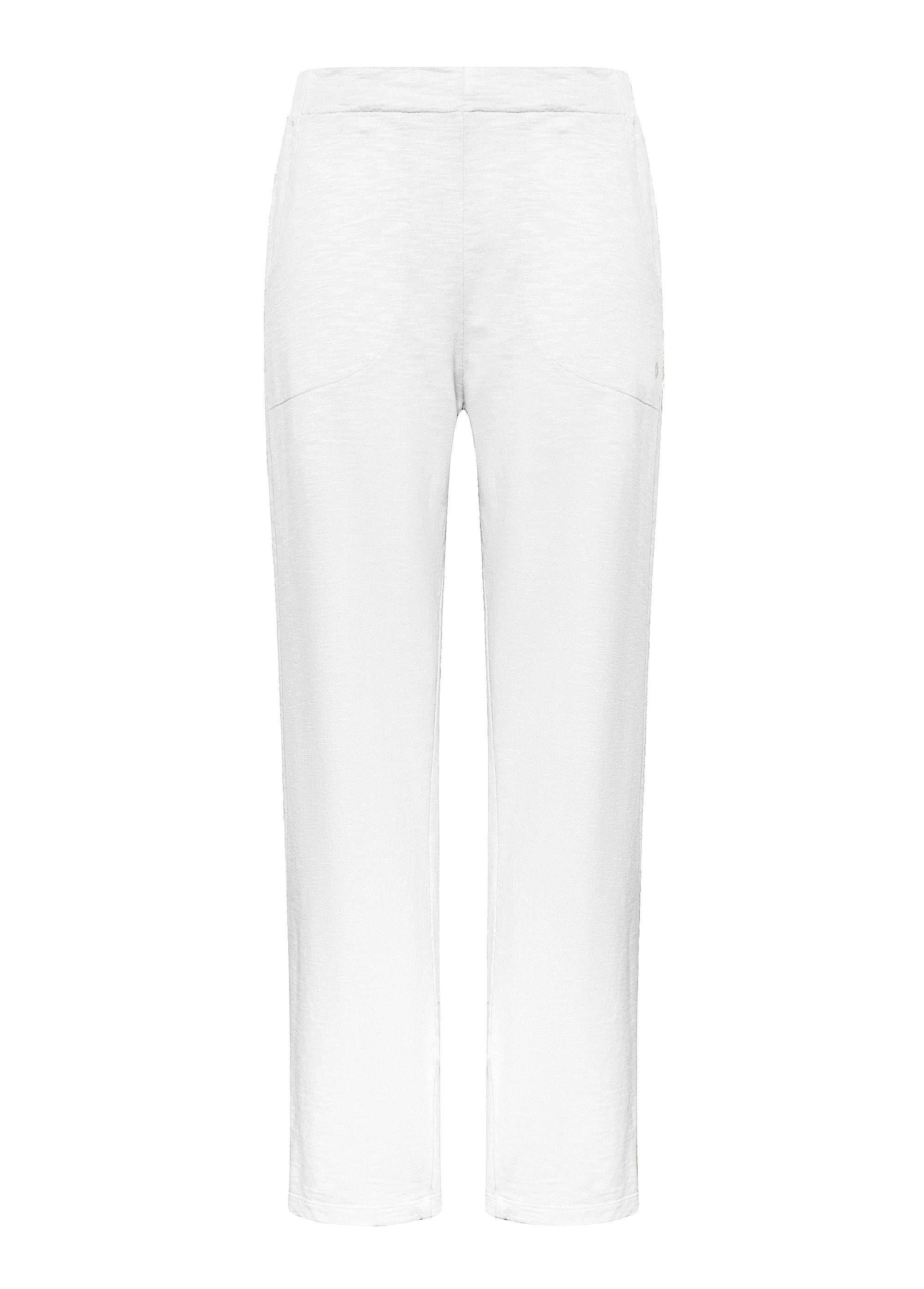 deha-d42665-pantaloni-dritti-in-cotone-fiammato-bianco image 1