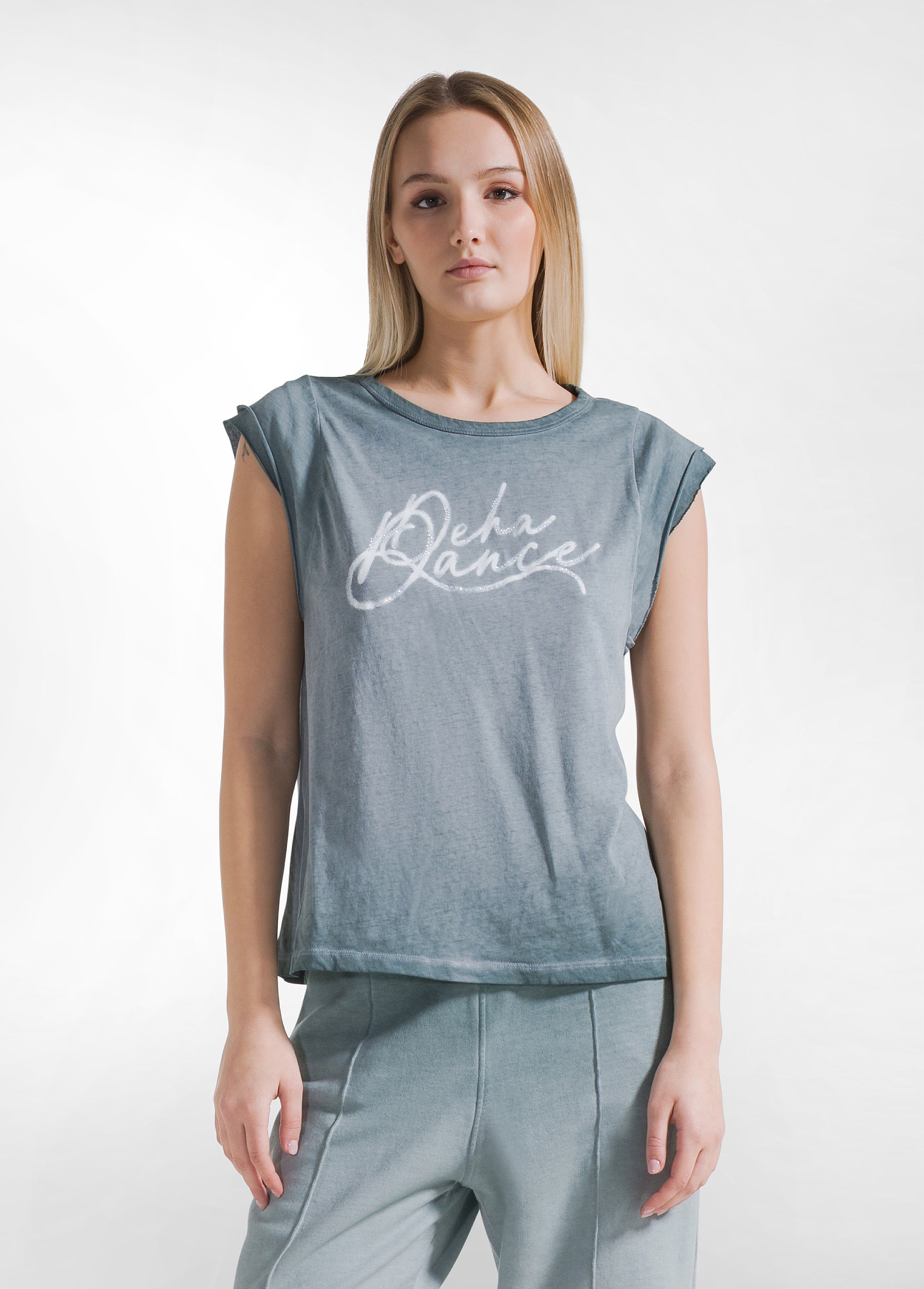 deha-d42602-t-shirt-grafica-effetto-fade-verde image 1