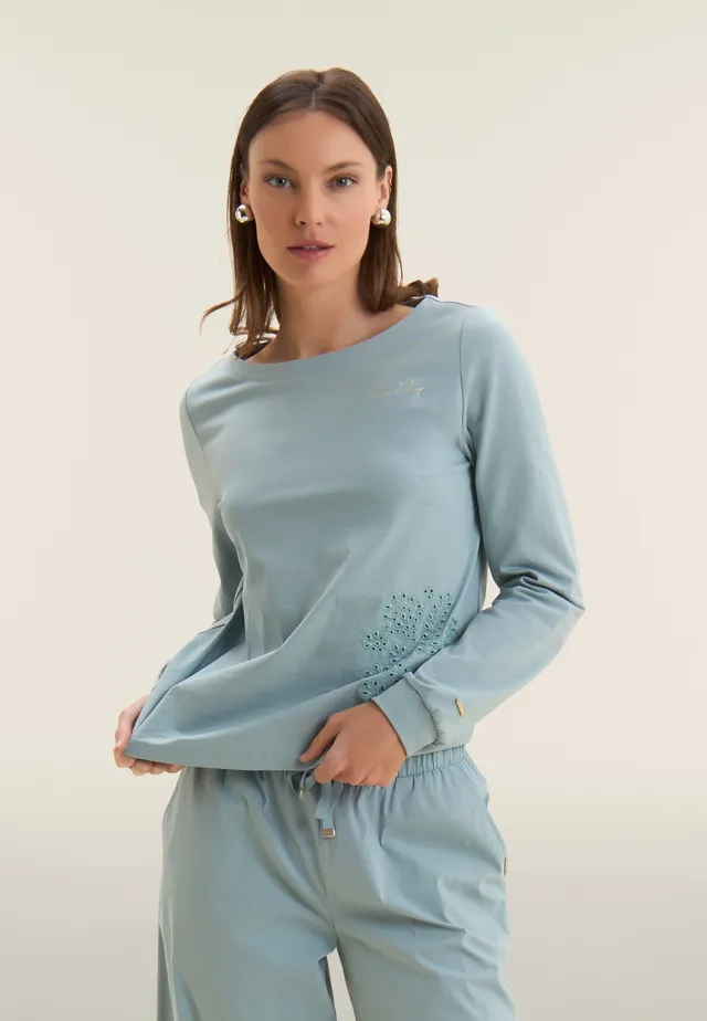 freddy-felpa-girocollo-donna-con-ricamo-floreale image 1