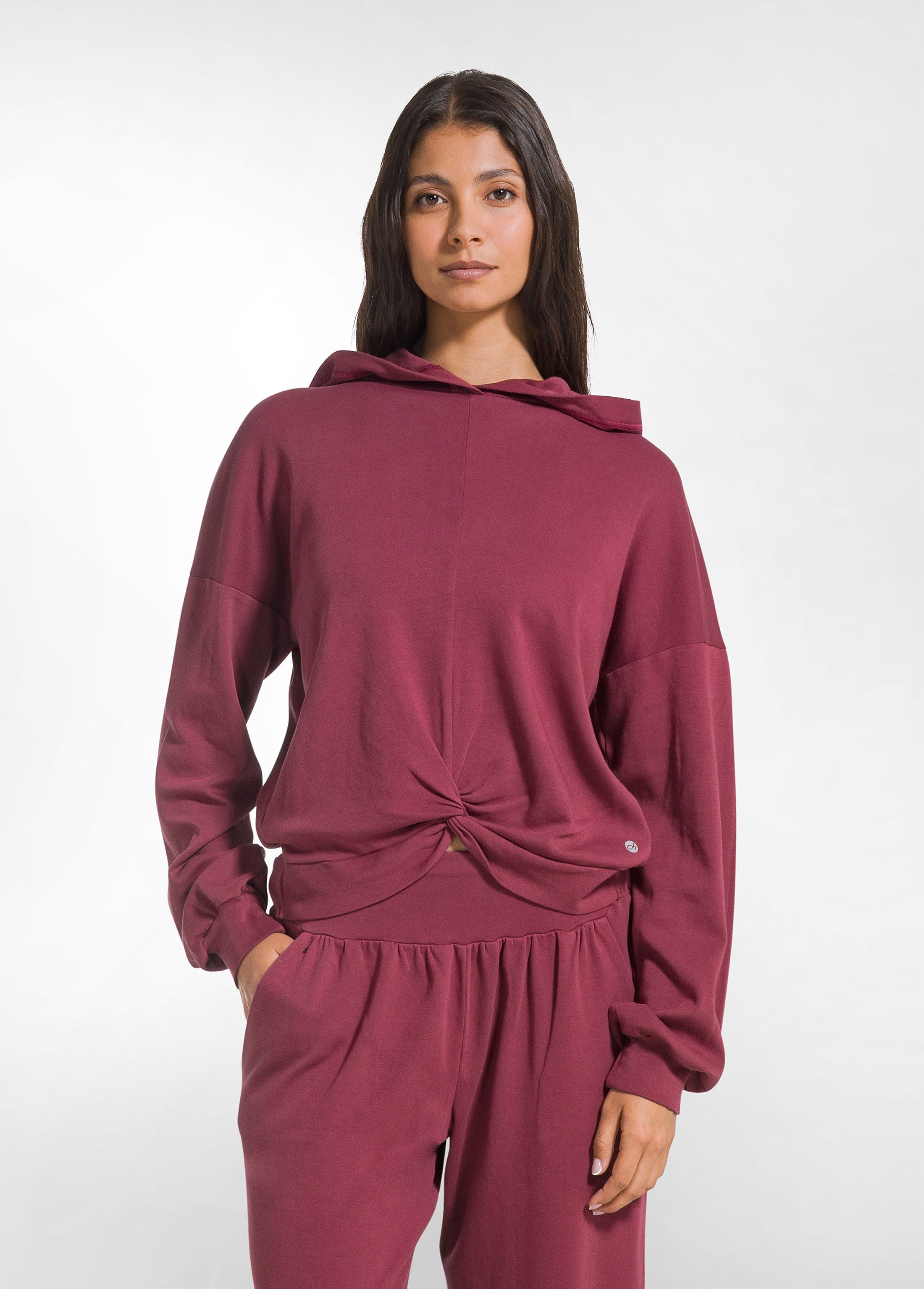 deha-d52050-felpa-in-morbido-cotone-rosso-con-cappuccio image 1