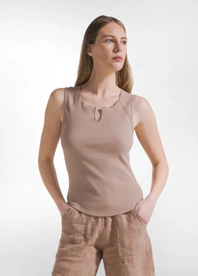 deha-canotta-a-costine-marrone-top-elasticizzato image 1