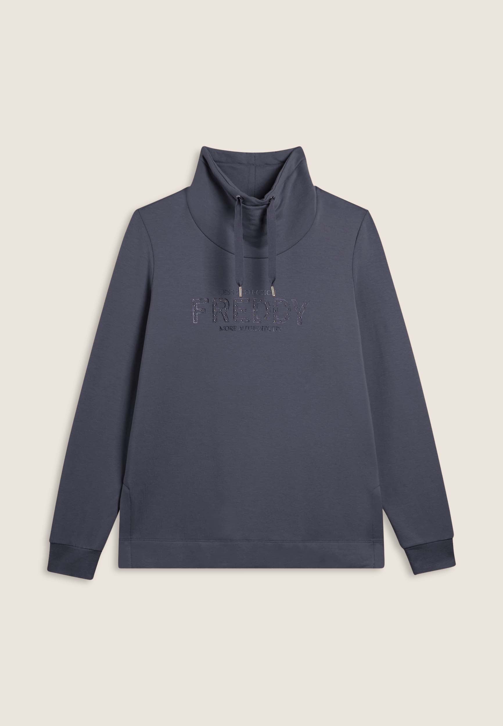 freddy-felpa-sportiva-donna-collo-alto-con-spacchi-laterali-e-logo-strass image 8