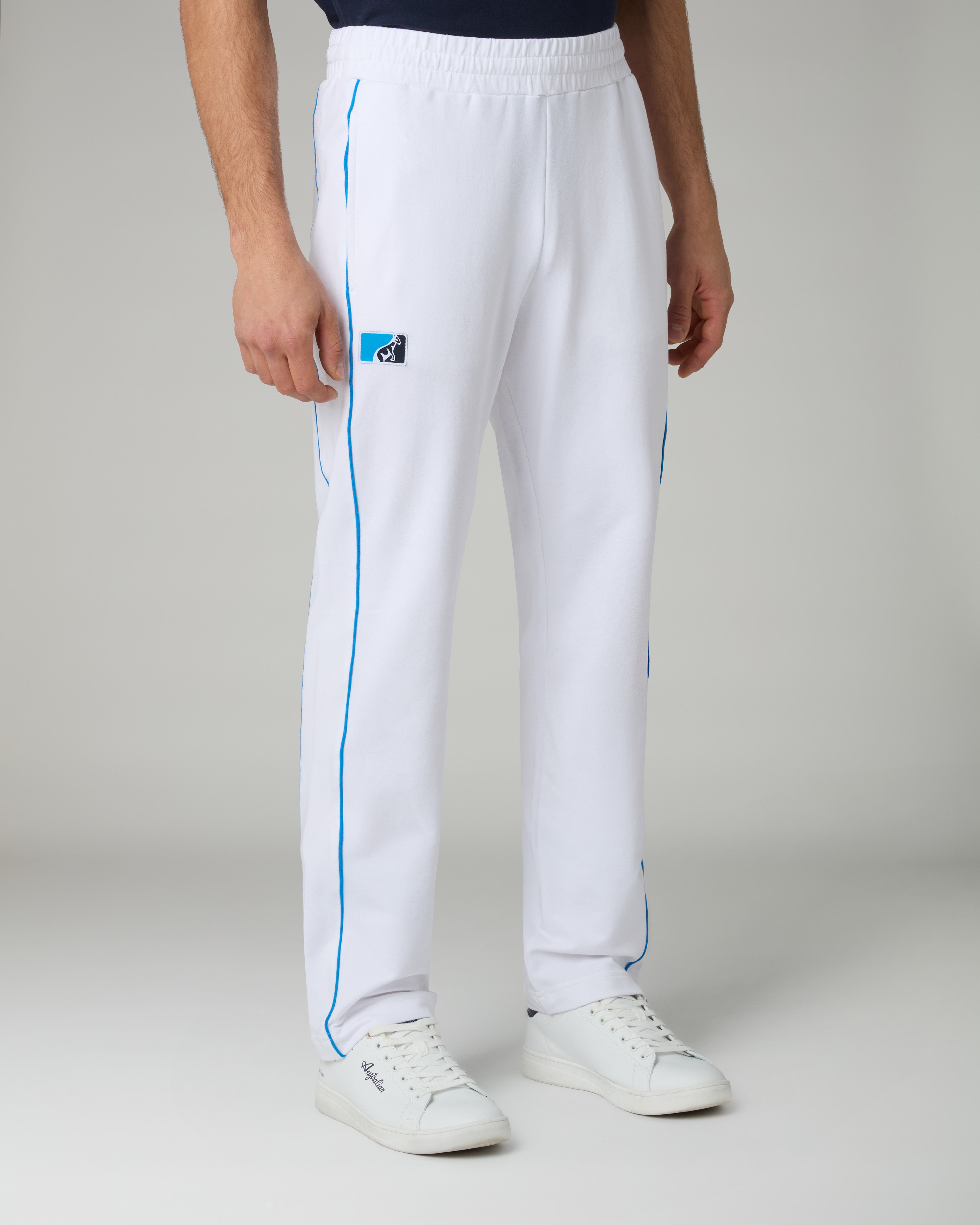 australian-league-track-pant-pantalone-felpa-bianco-con-piping image 1