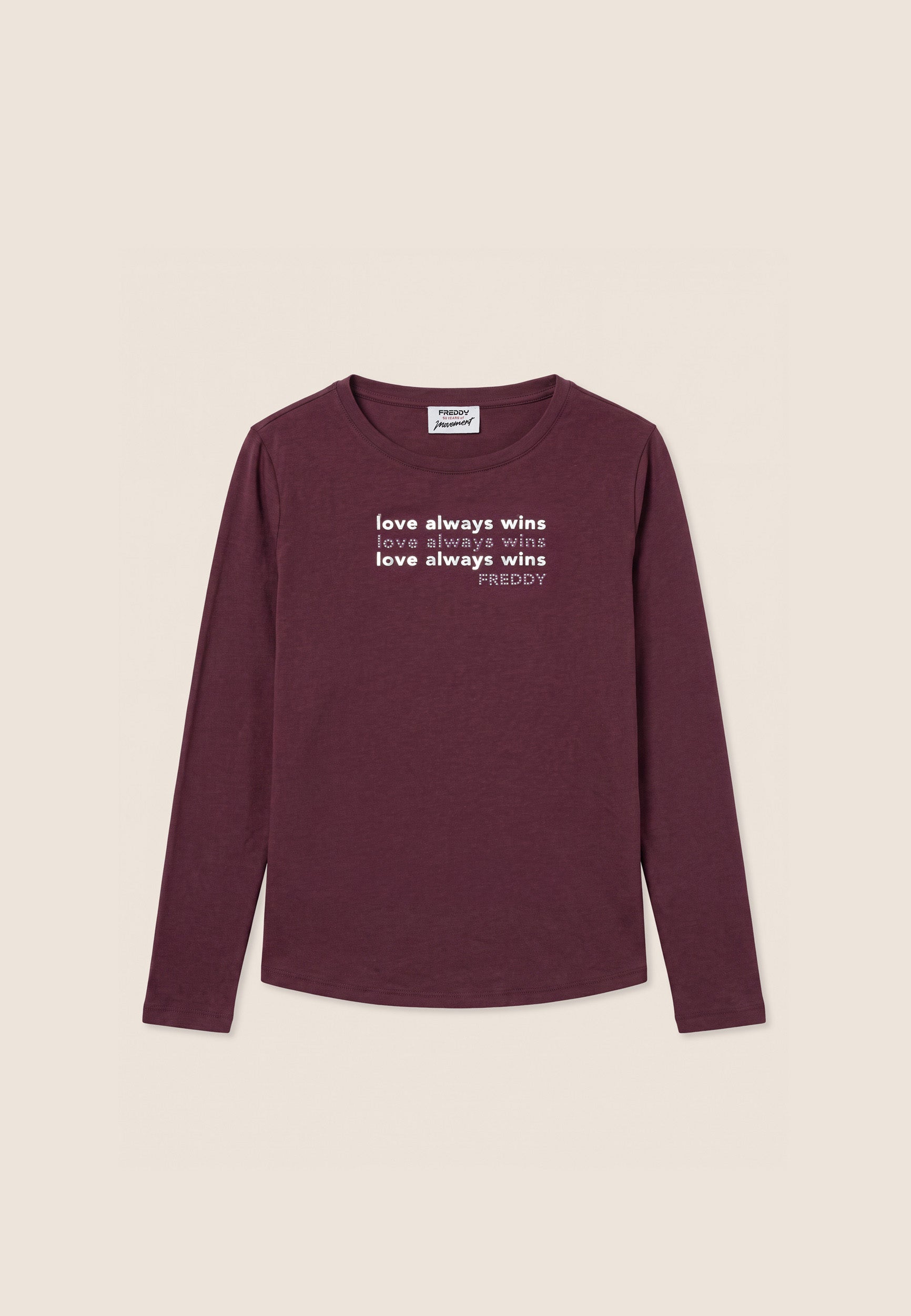 freddy-wr-up-t-shirt-donna-manica-lunga-love-always-win-con-perline image 5