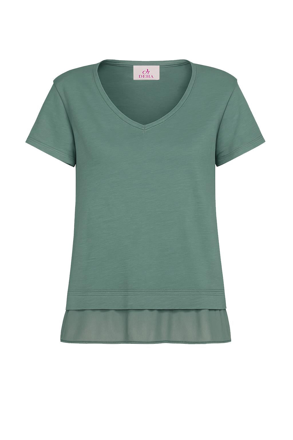 deha-t-shirt-in-cotone-con-dettagli-in-seta-verde image 1
