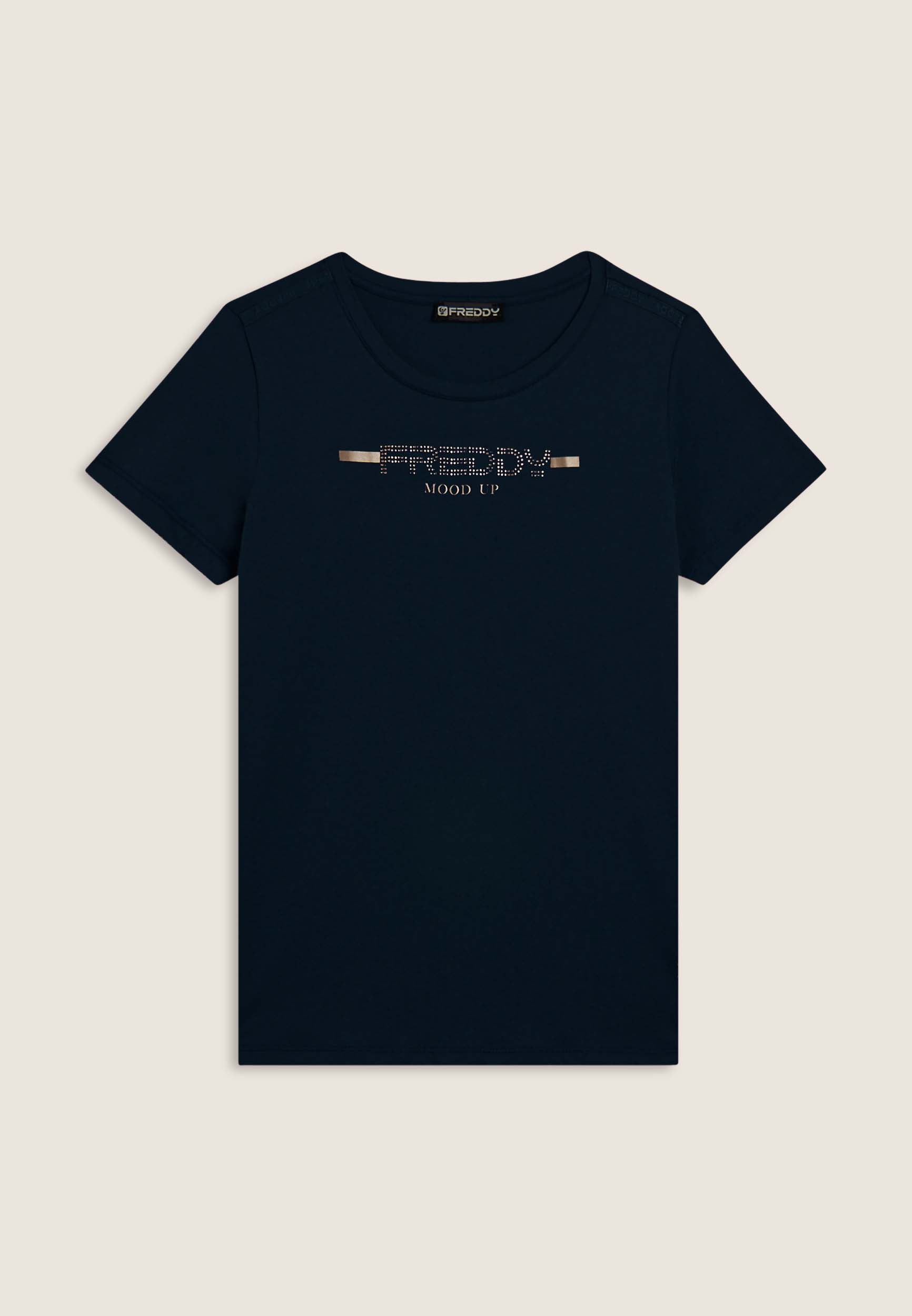 freddy-t-shirt-donna-con-strass-e-banda-logata-sulle-spalle image 8