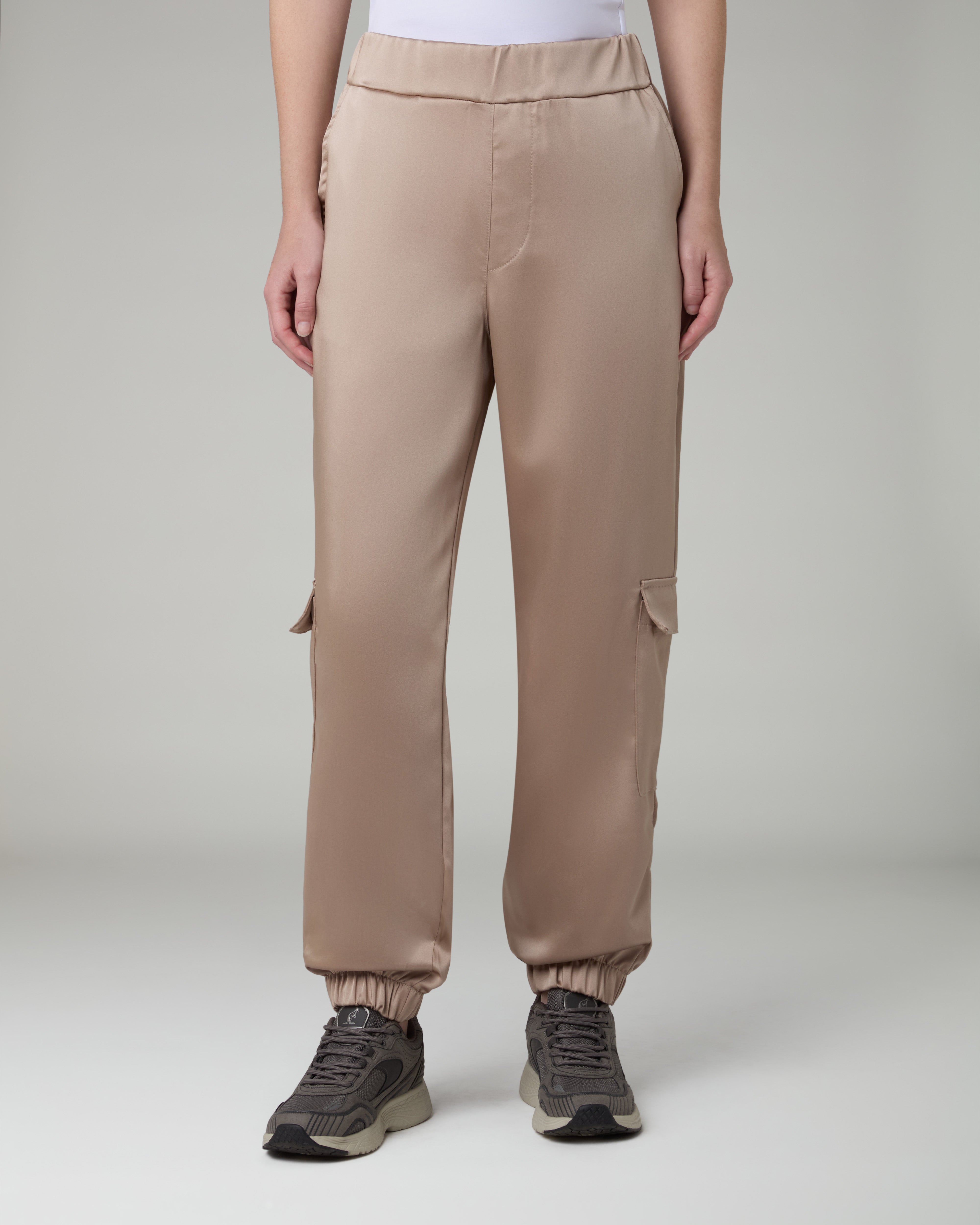 australian-glam-satin-pants-cargo-jogger-caffelatte image 1