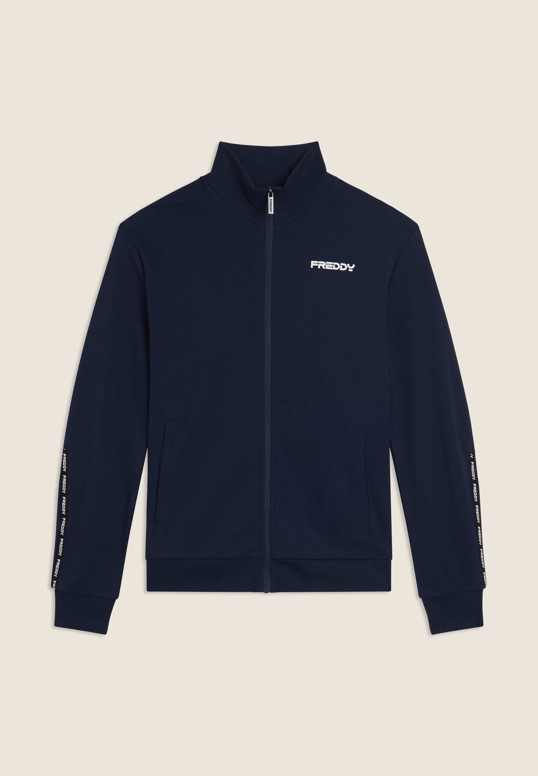 freddy-felpa-collo-alto-full-zip-in-interlock-di-cotone image 1