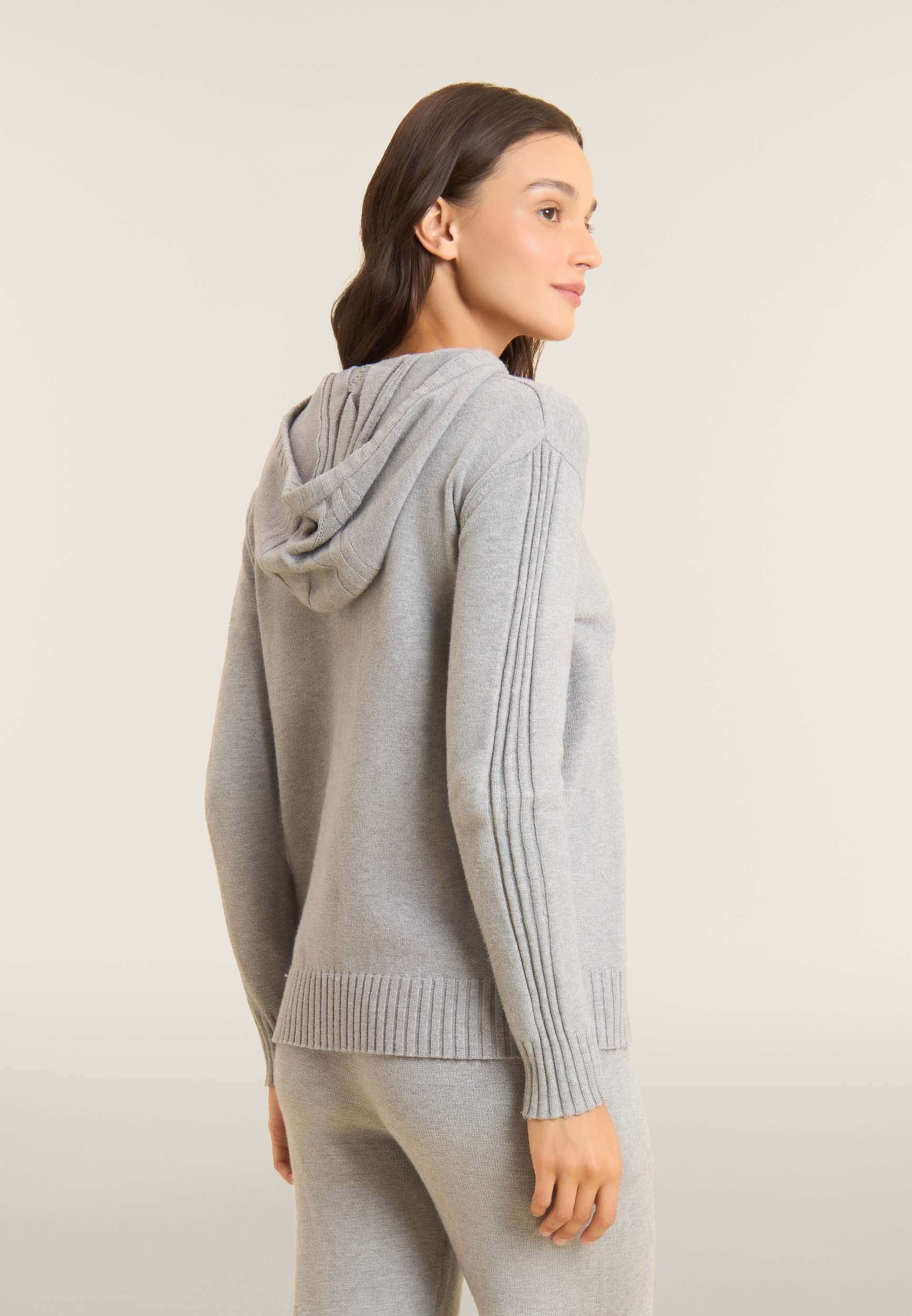 freddy-maglia-donna-tricot-con-cappuccio-e-treccia-frontale image 3