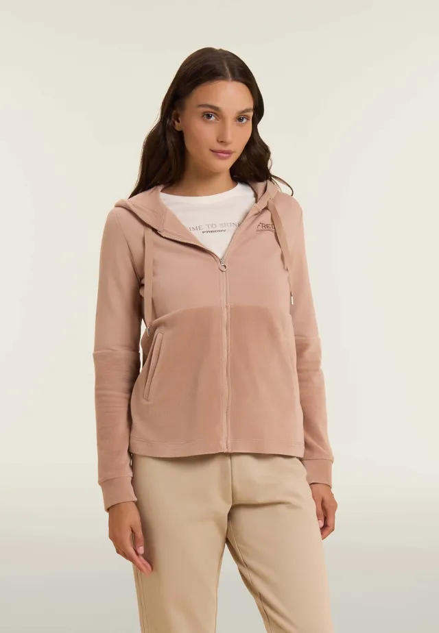 freddy-felpa-donna-full-zip-con-cappuccio-e-fondo-in-velluto image 1