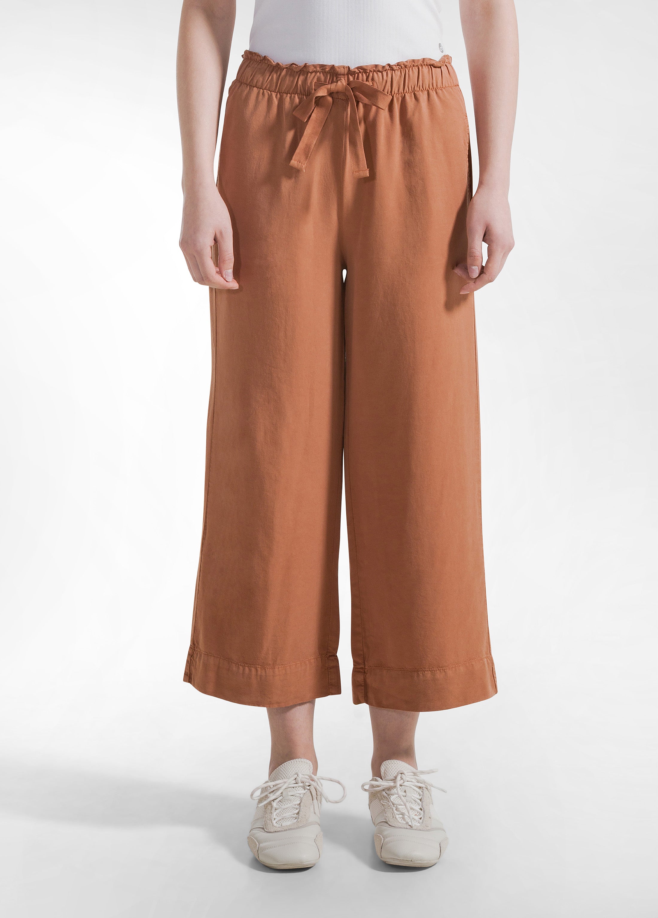 deha-pantalone-cropped-twill-tencel-marrone image 2
