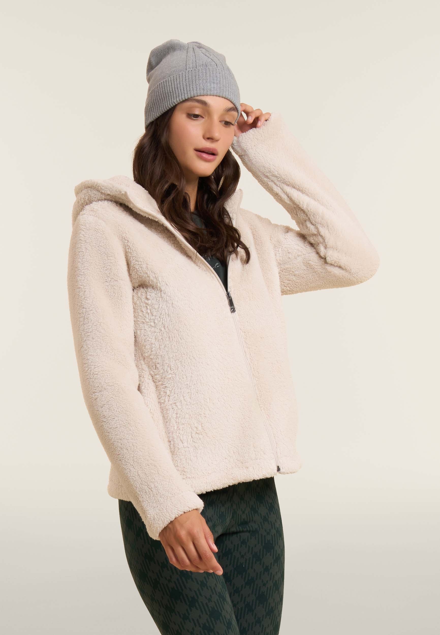 freddy-felpa-donna-in-pile-sherpa-con-cappuccio-e-zip image 1