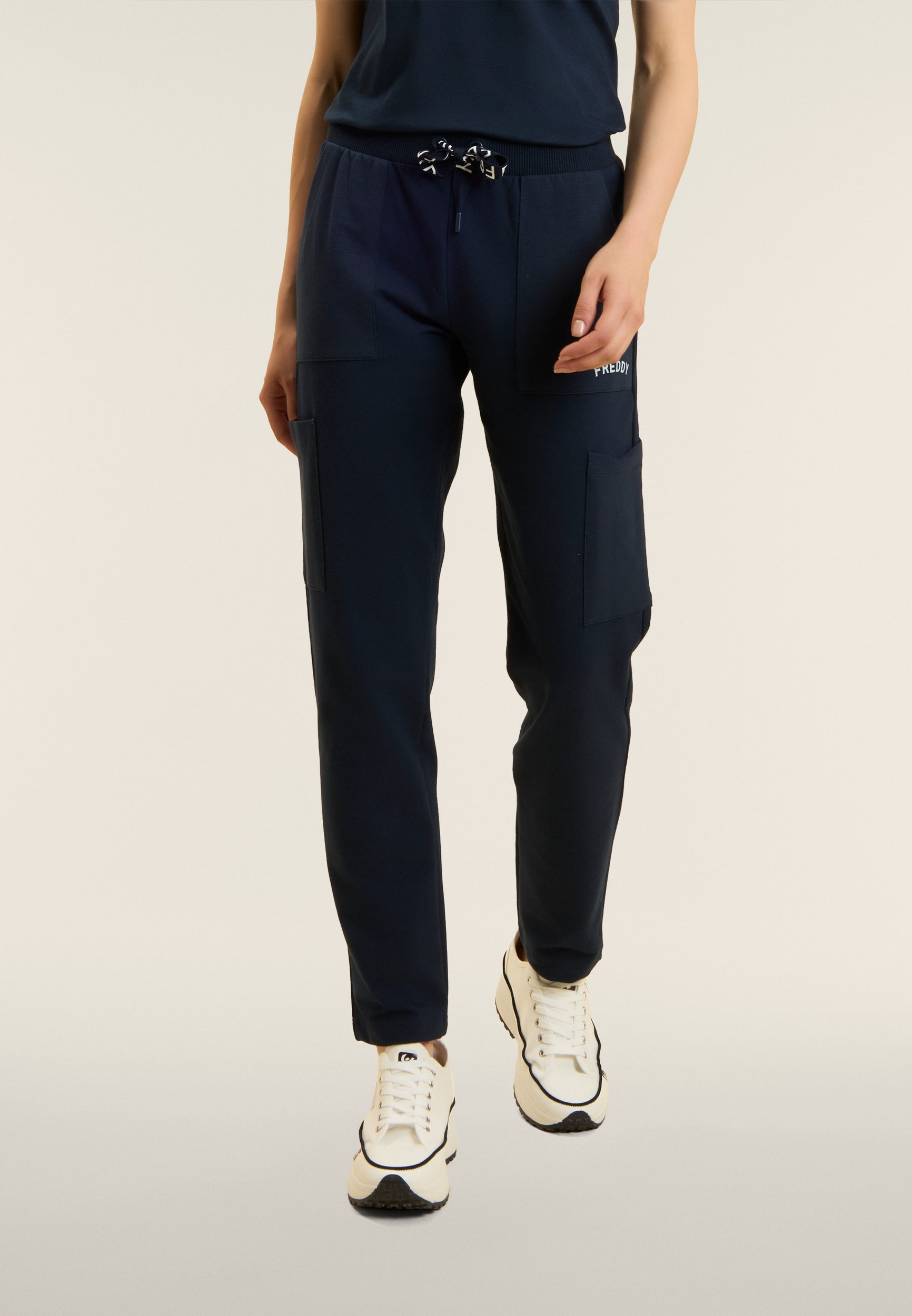 freddy-pantaloni-regular-french-terry-con-tasche-applicate-e-logo-glitter image 1
