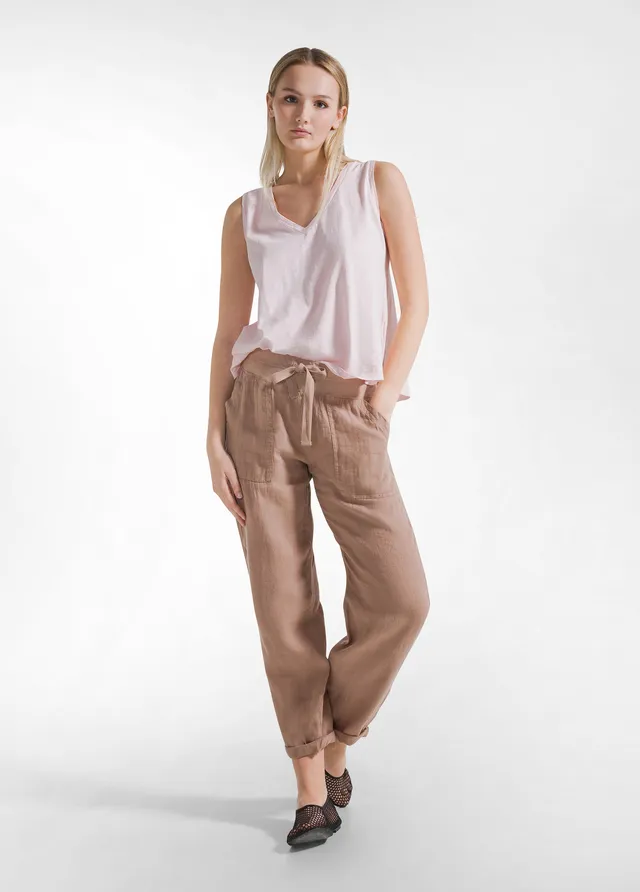 deha-pantaloni-in-lino-100-marrone-garment-dyed image 1