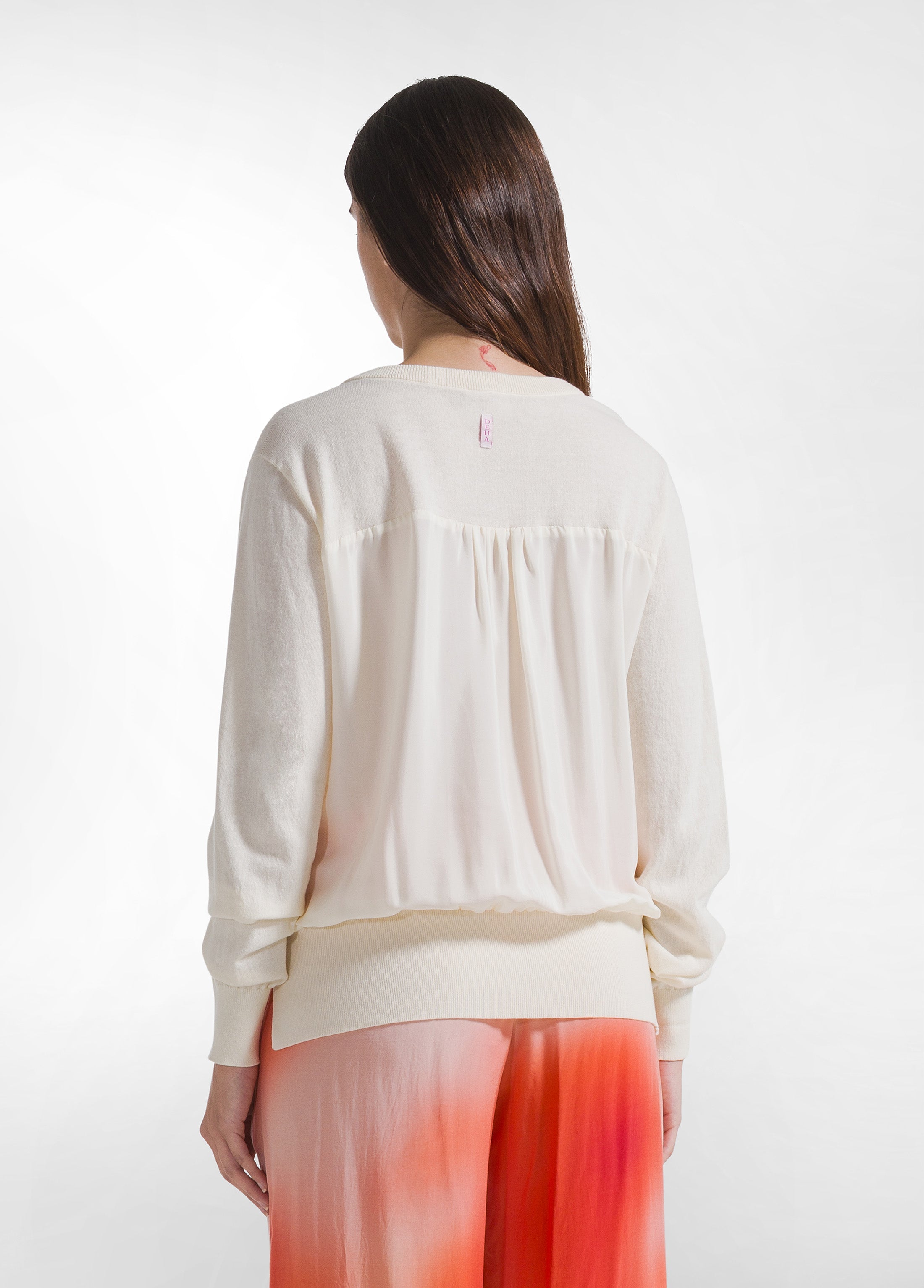 deha-maglia-in-cotone-e-seta-scollo-a-v-bianco image 2