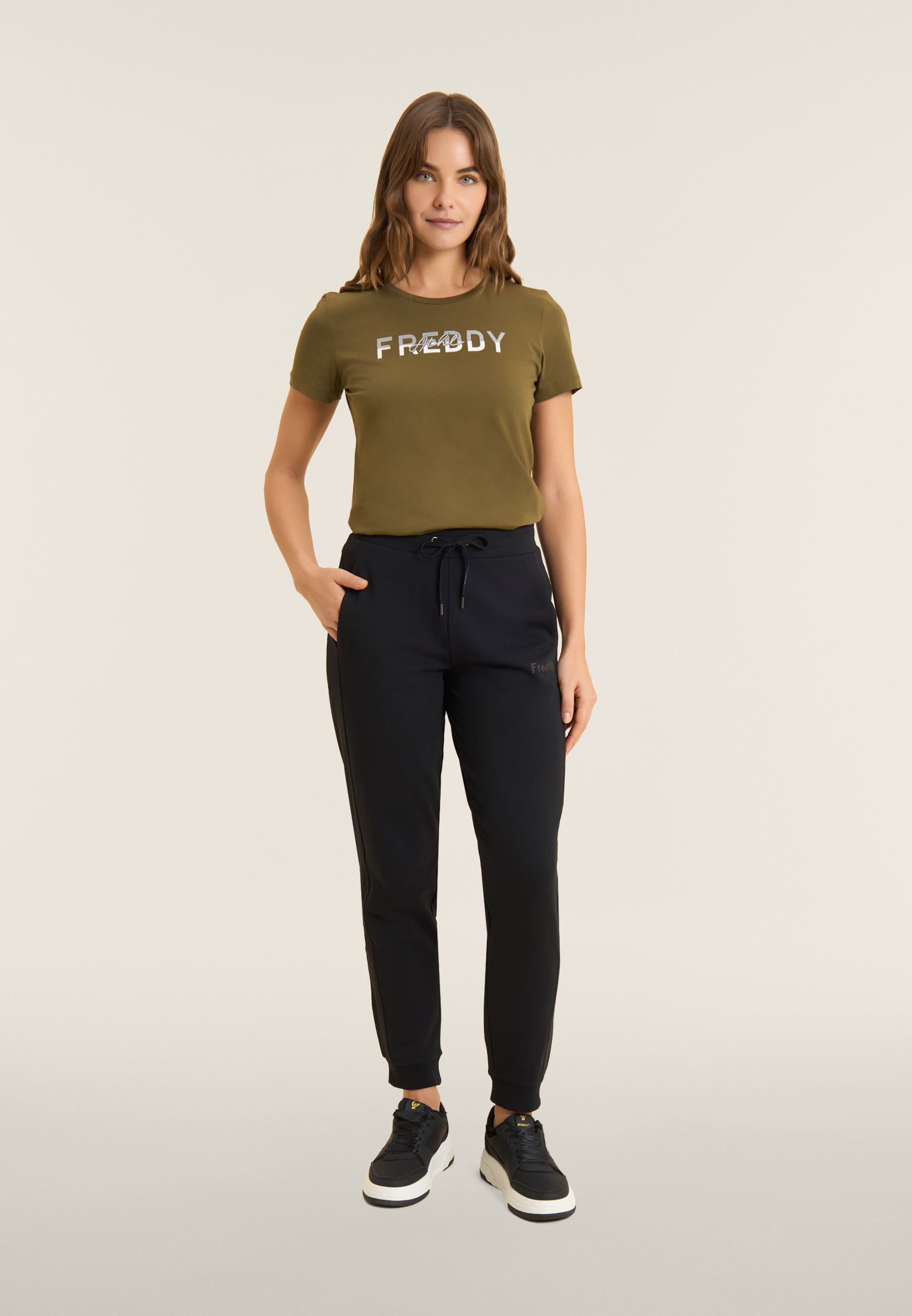 freddy-pantaloni-jogger-donna-regular-fit-fondo-a-polsino-felpa-garzata image 2