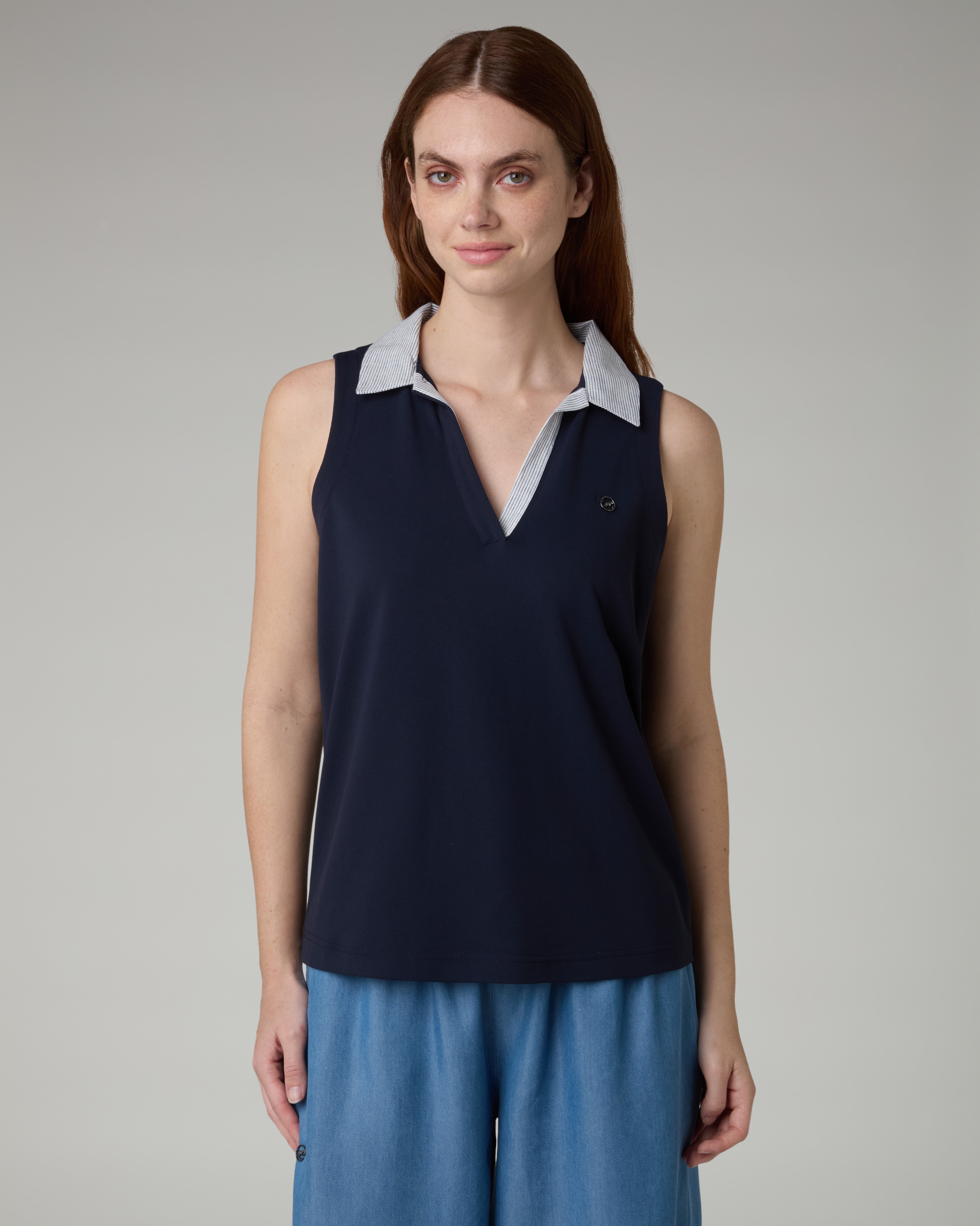 australian-sleeveless-polo-top-league-polo-smanicata-blu-navy image 2