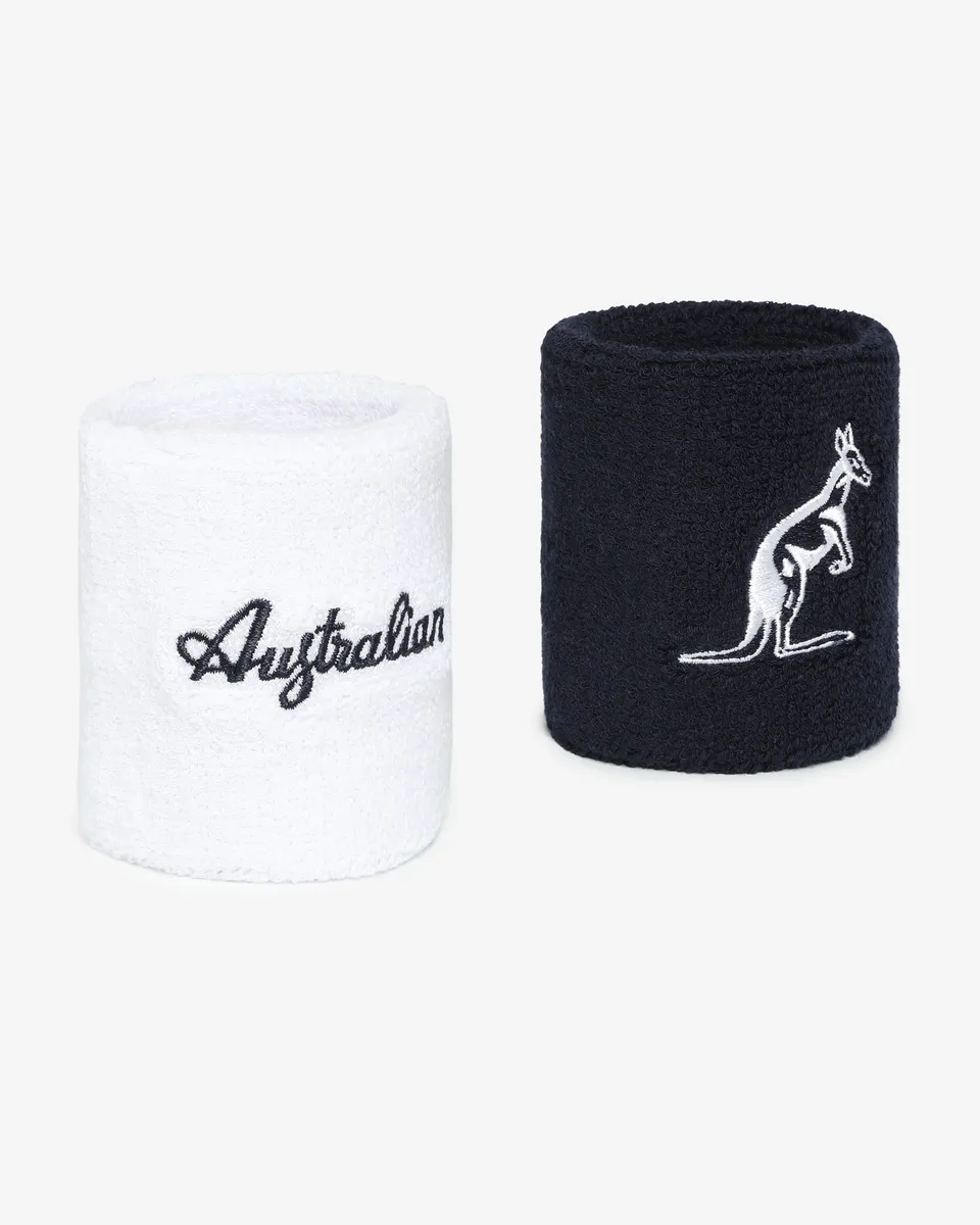 australian-double-cotton-wristband-blu-bianco-polsino-spugna-tennis image 1