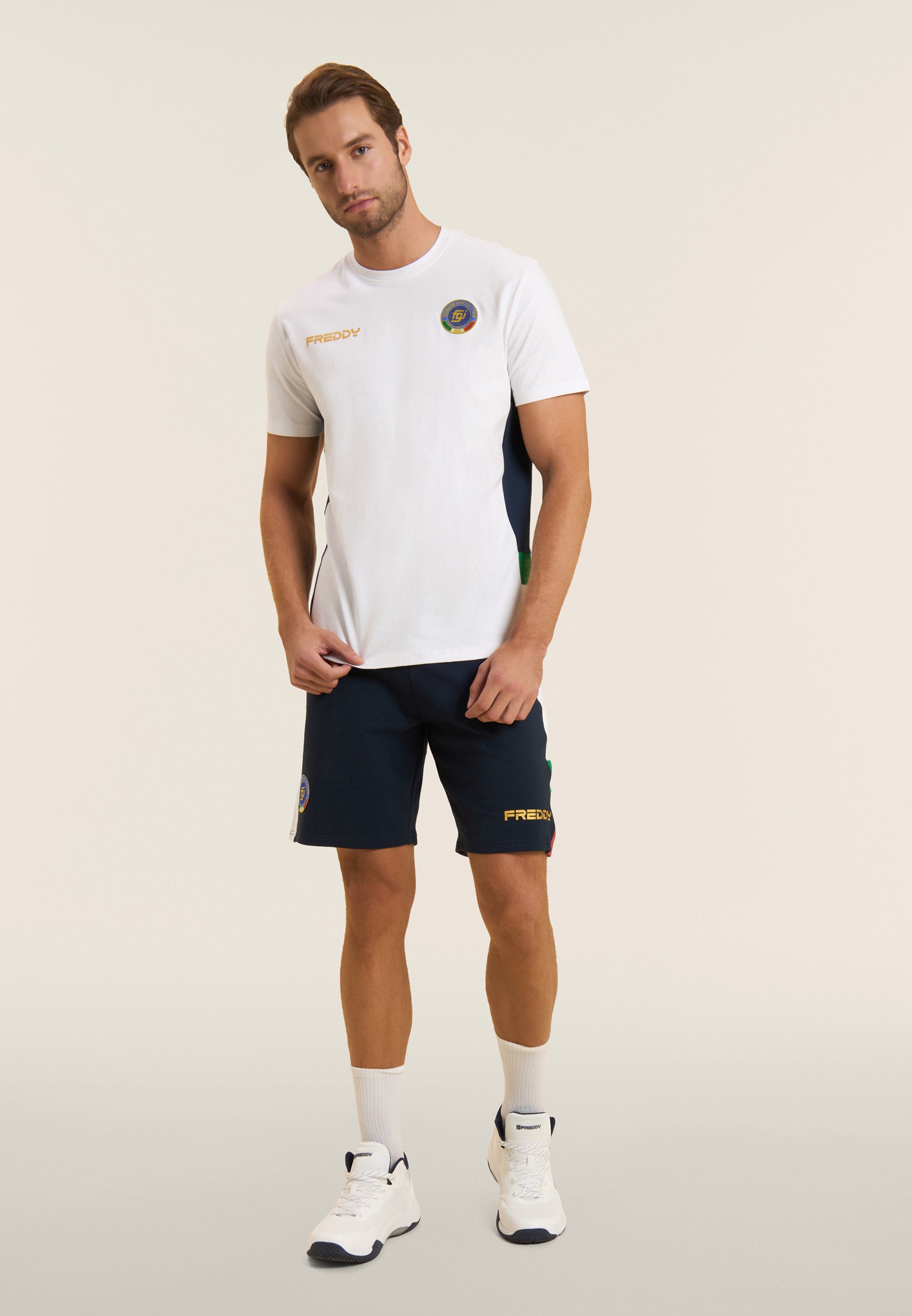 freddy-t-shirt-uomo-italia-fgi-bianca-con-inserti-blu image 2