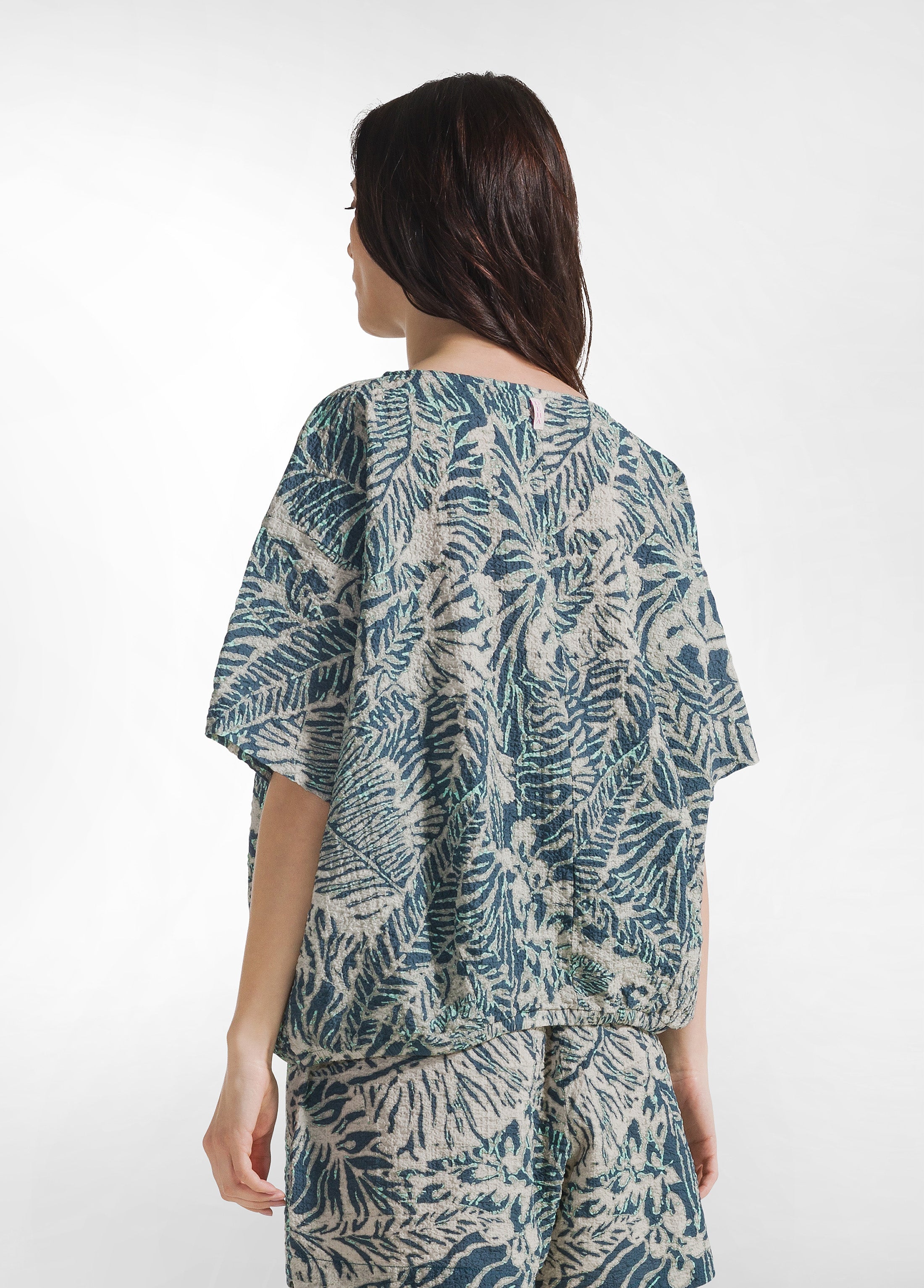 deha-blusa-stampata-in-cotone-ondulato-blu-seersucker image 2