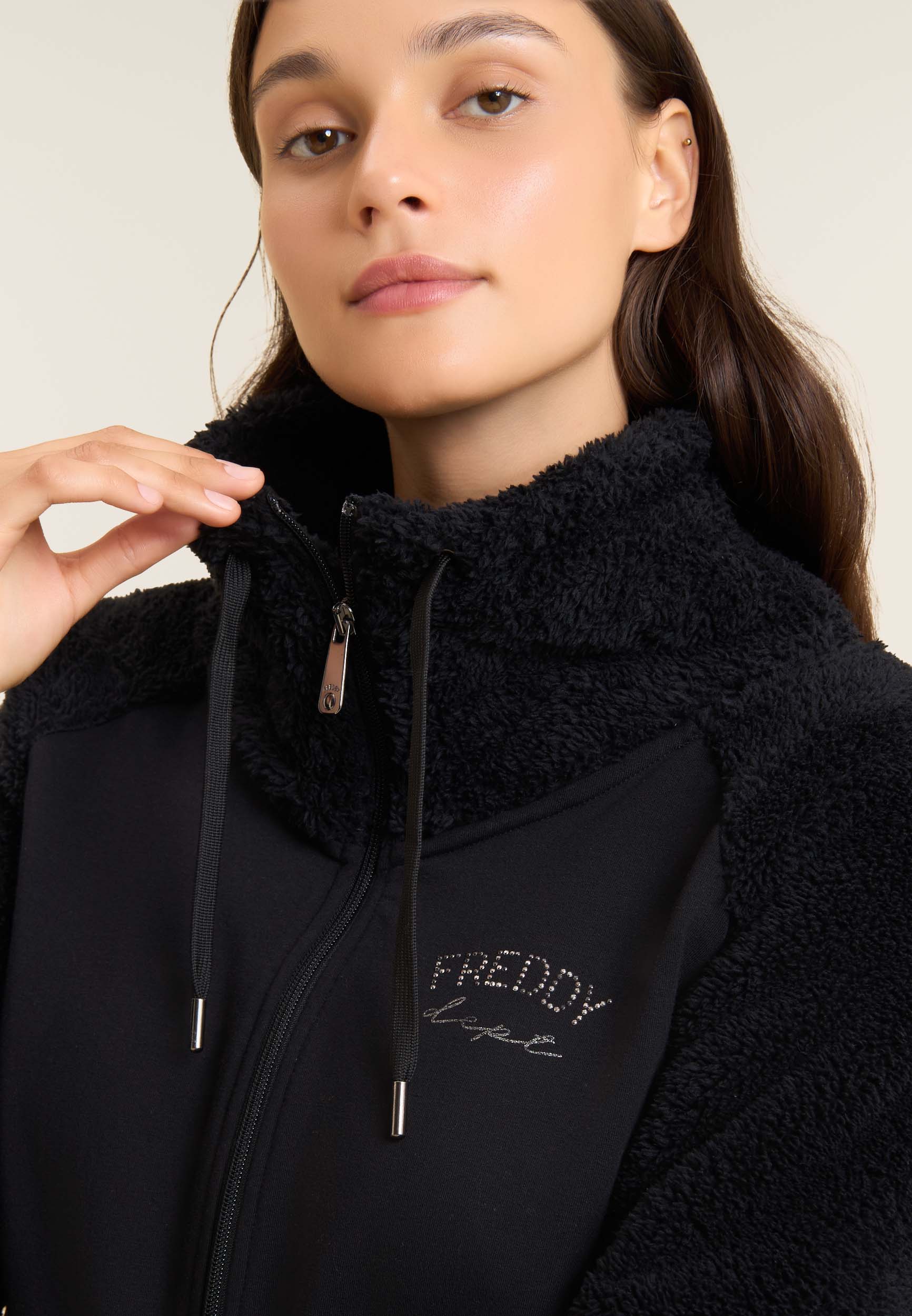 freddy-felpa-donna-con-zip-e-collo-alto-in-pile-sherpa image 3