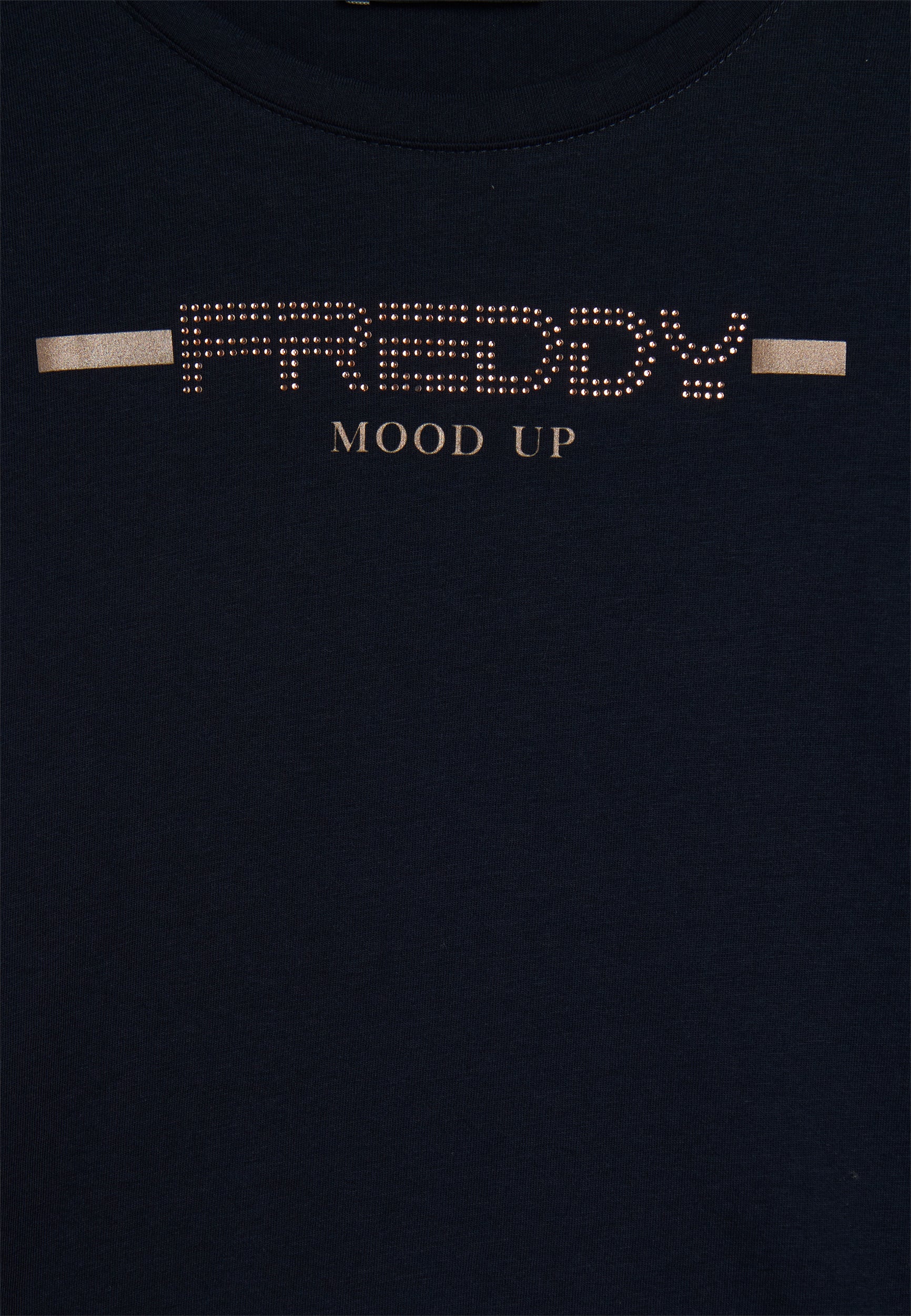 freddy-t-shirt-donna-manica-lunga-jersey-supima-fondo-stondato-logo-strass image 7