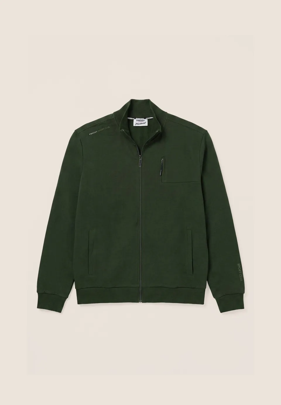 freddy-felpa-uomo-collo-alto-in-costina-full-zip-100-cotone image 1
