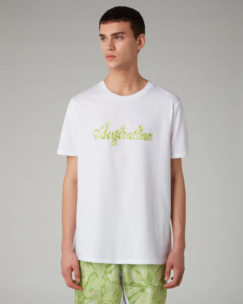 australian-logo-ripple-t-shirt-in-cotone-bianca image 1