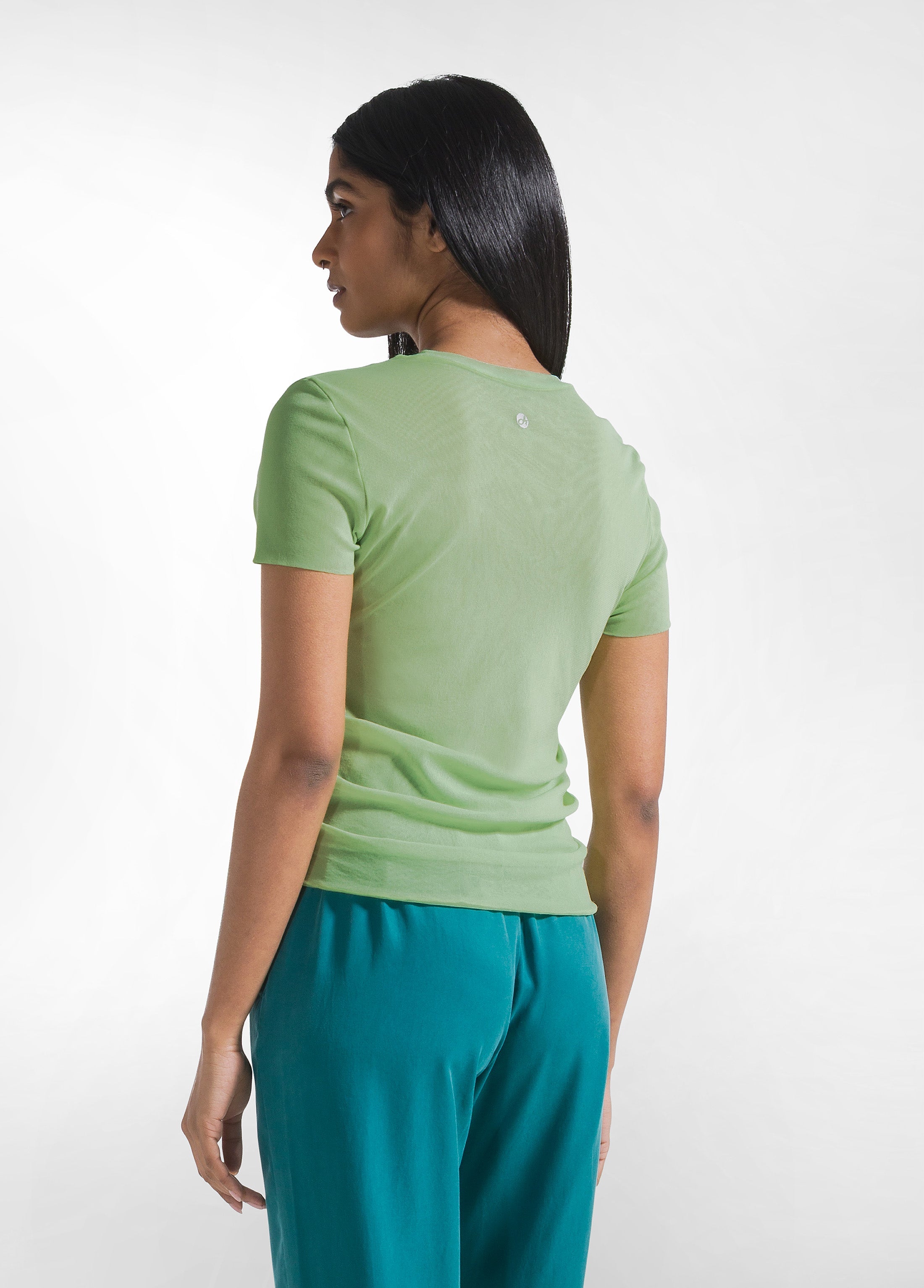 deha-d42760-t-shirt-plissettata-in-doppio-strato-di-tulle-verde image 2