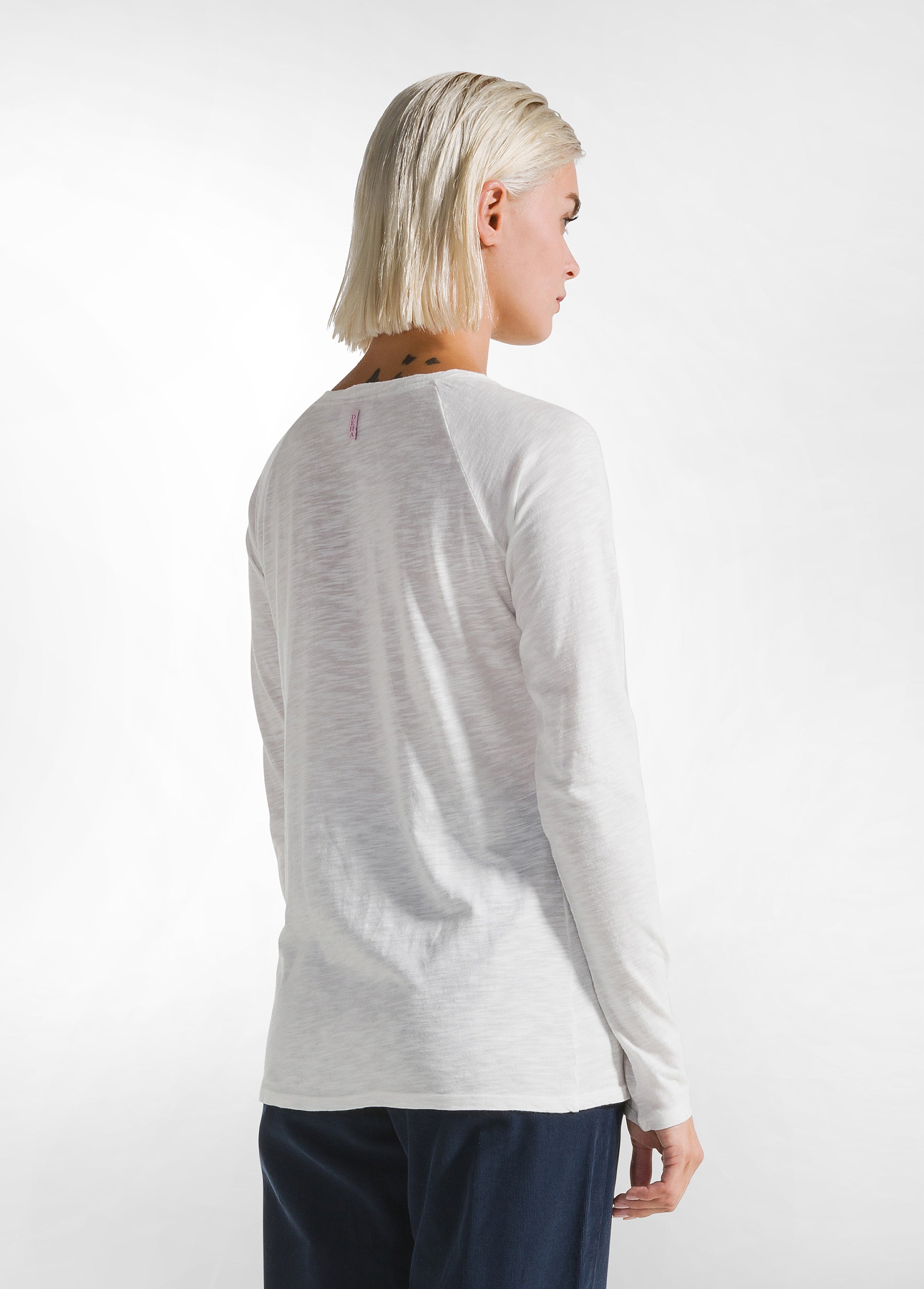 deha-t-shirt-grafica-manica-lunga-bianca-in-cotone-modal image 3