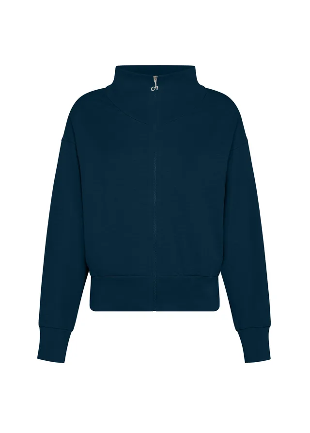 deha-felpa-con-zip-in-cotone-fiammato-blu image 1