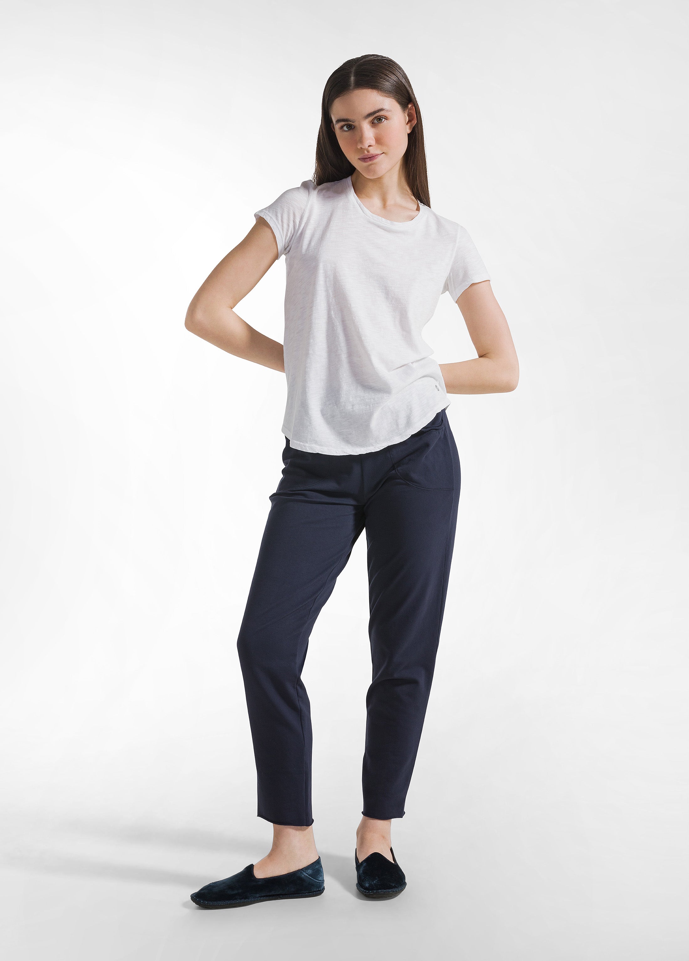 deha-pantaloni-slim-fit-in-cotone-stretch-blu image 1
