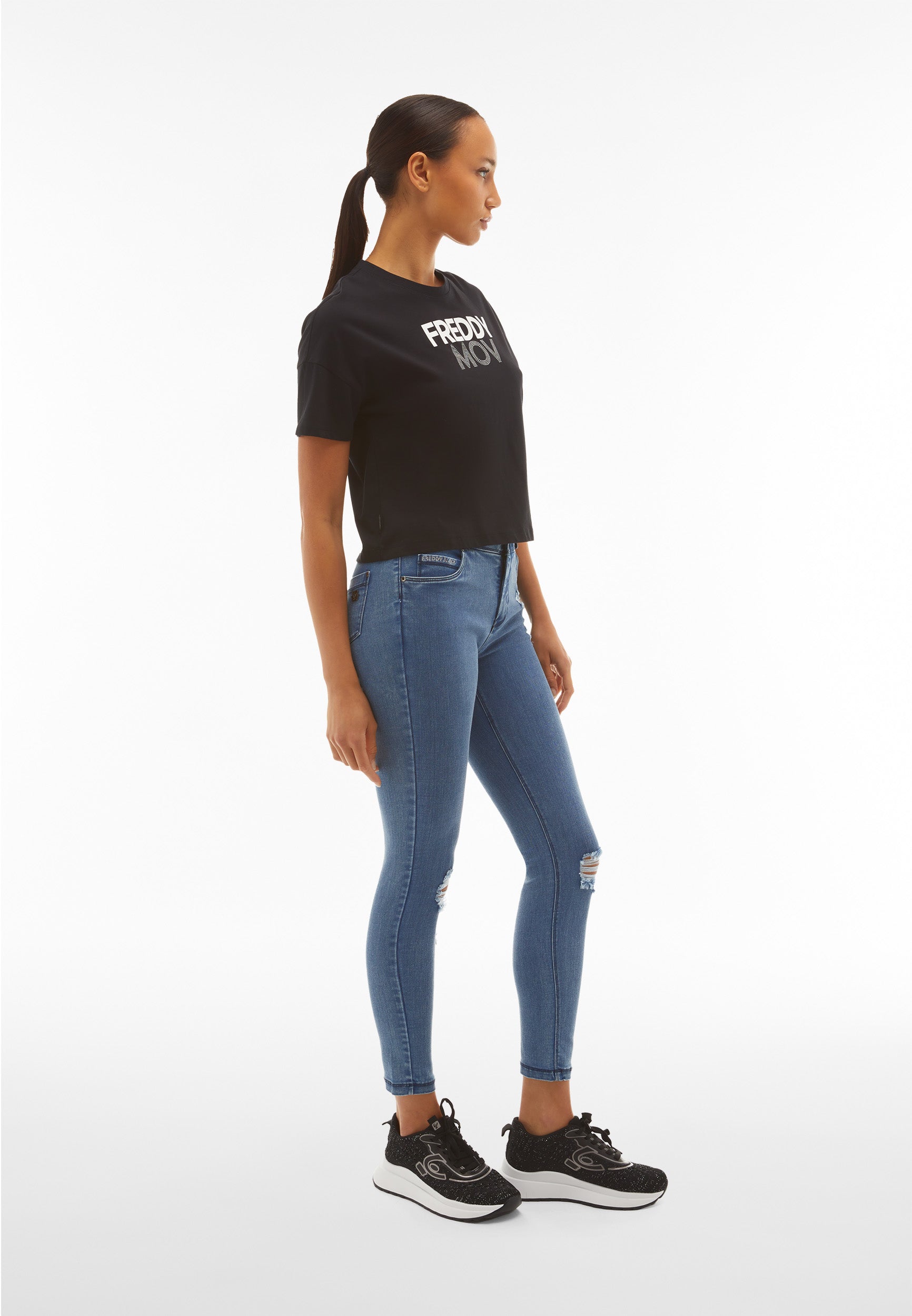 freddy-black-jeans-skinny-vita-regular-donna-in-denim-distressed-sostenibile image 3