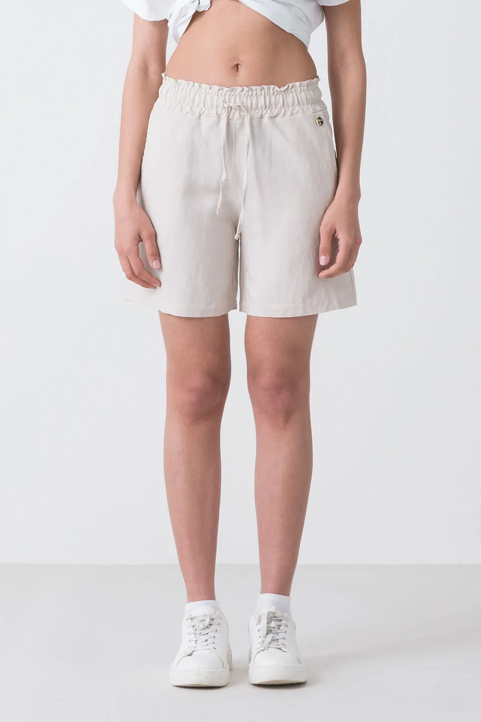 dimensione-danza-pantaloncino-in-lino-con-elastico-e-coulisse-shorts-donna image 1