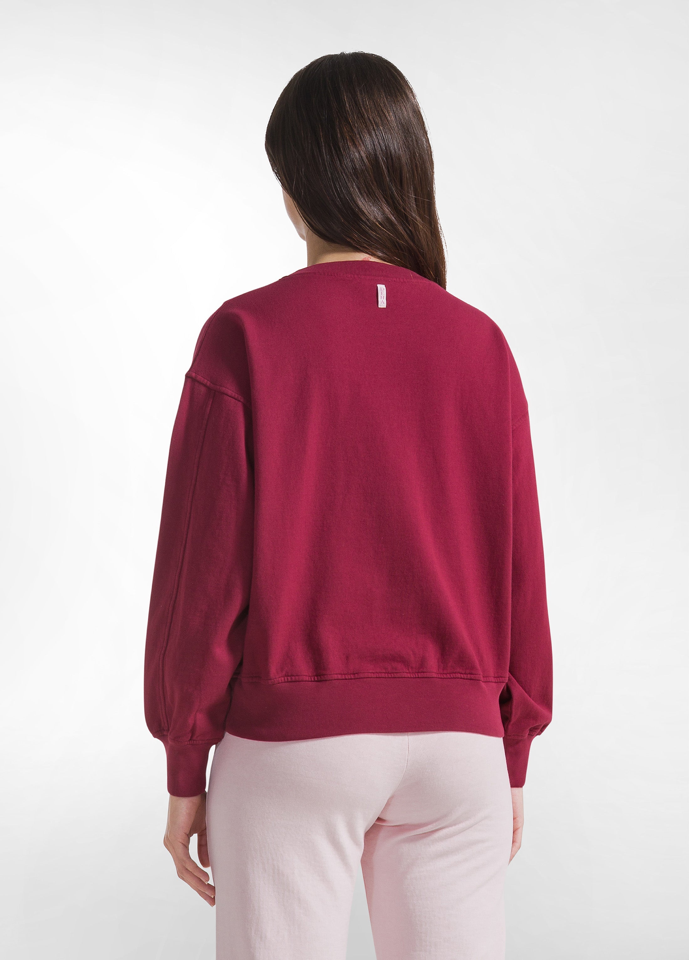 deha-felpa-girocollo-cotone-organico-d42141-rosso-donna image 2