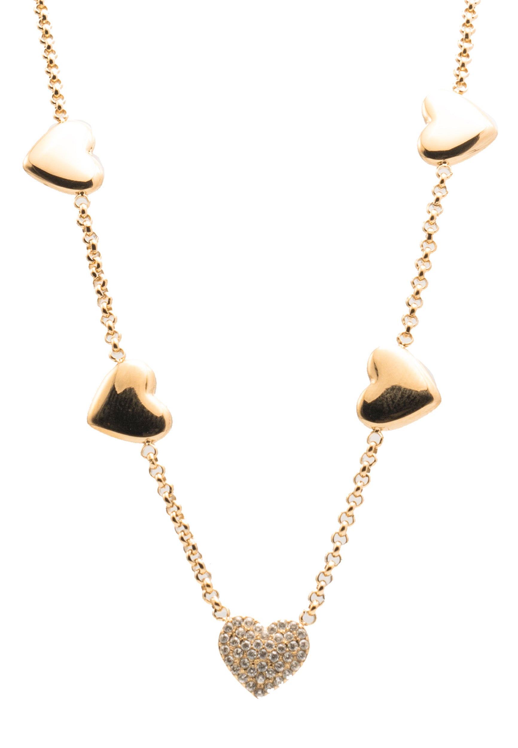 freddy-collana-in-acciaio-dorato-con-cuori-e-strass image 2