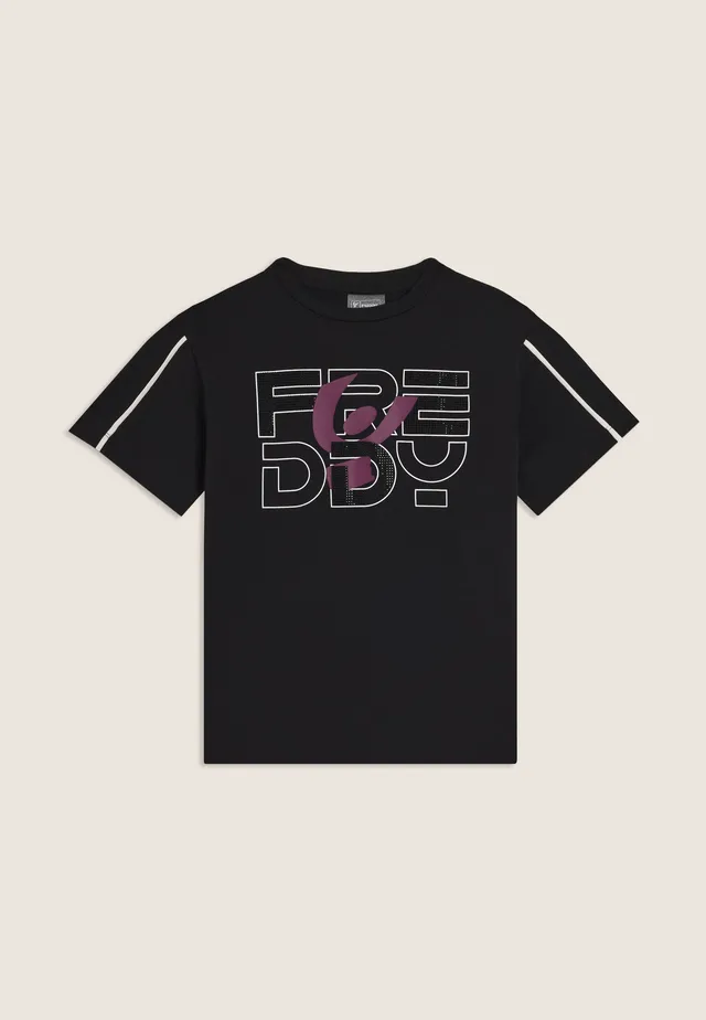 freddy-t-shirt-junior-con-logo-in-strass-maglia-maniche-corte-cotone-elasticizza image 1